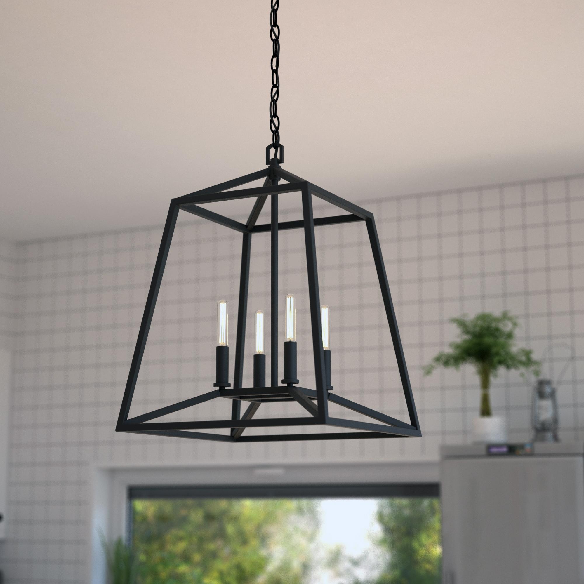 VAXCEL Hayes Black Farmhouse Mini Pendant Cage Lantern Ceiling Light, 16 inch