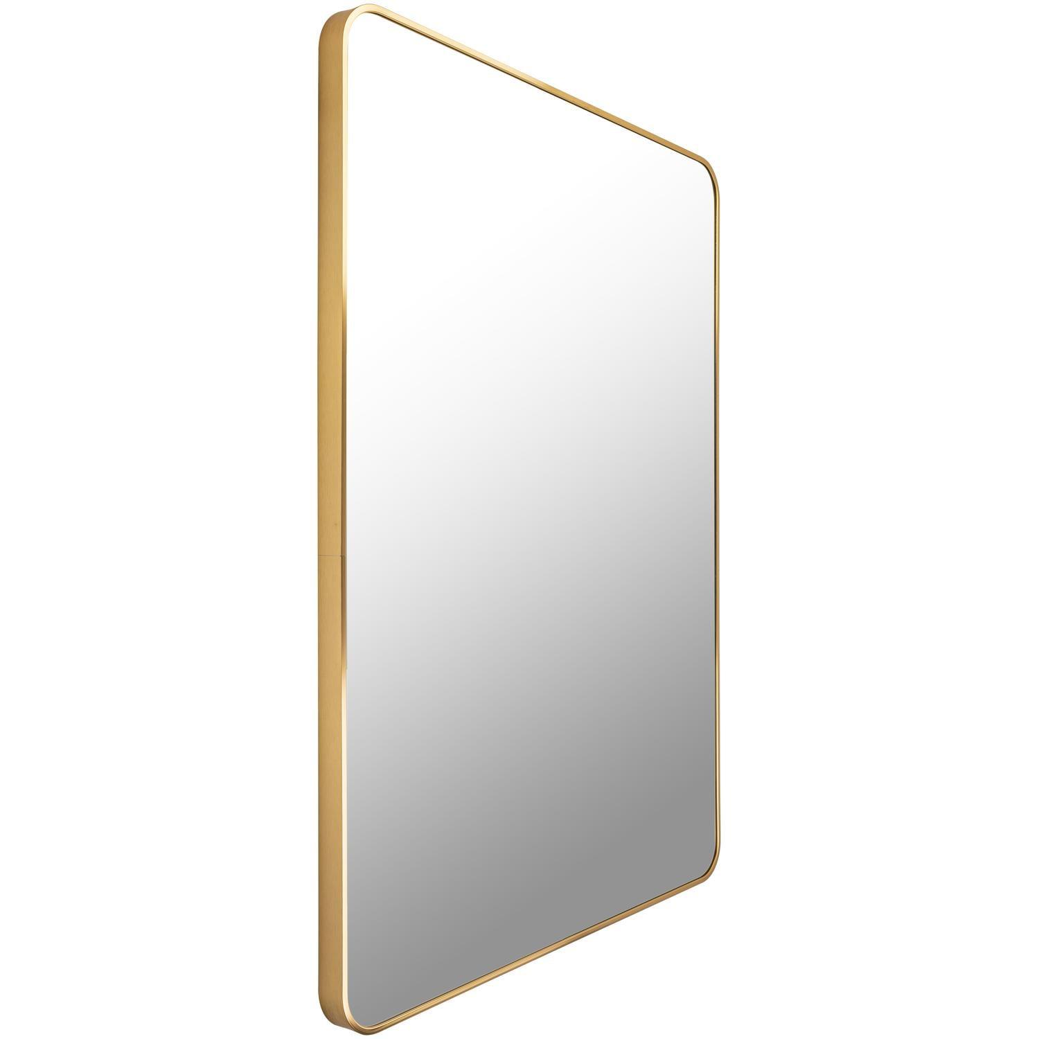 Aranya Chic Brushed Metal Rectangular Mirror in Gold & Silver