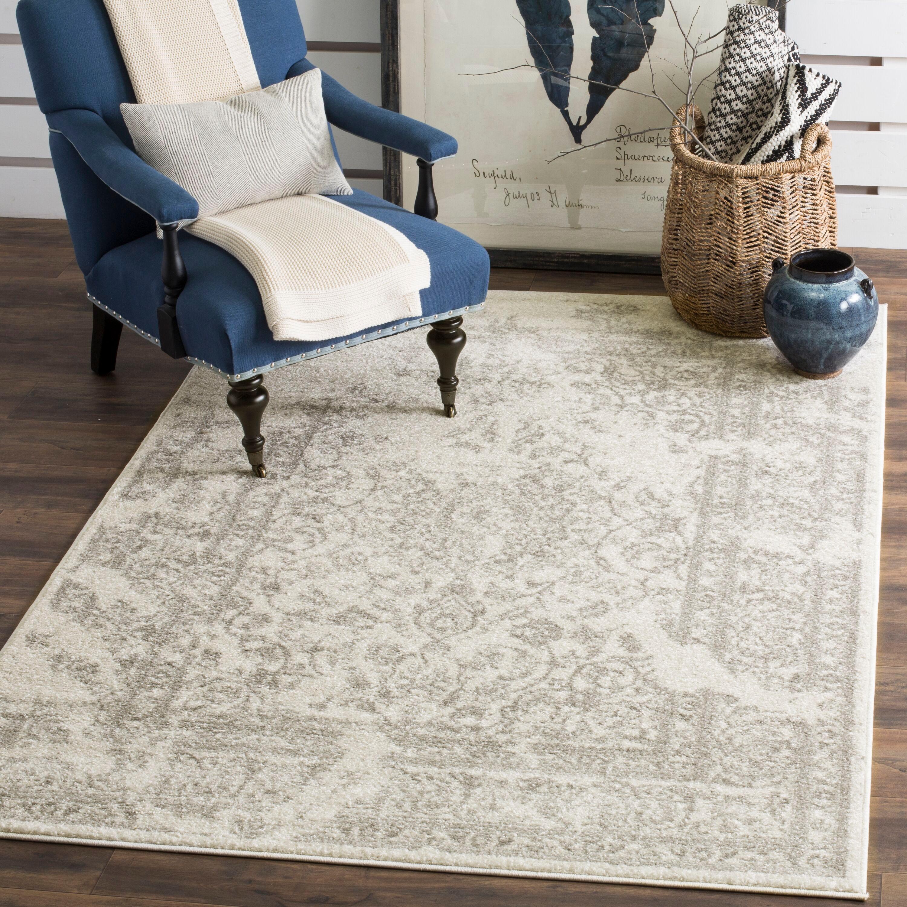 Adirondack ADR101 Power Loomed Area Rug - Ivory/Silver - 9'x9' - Safavieh.