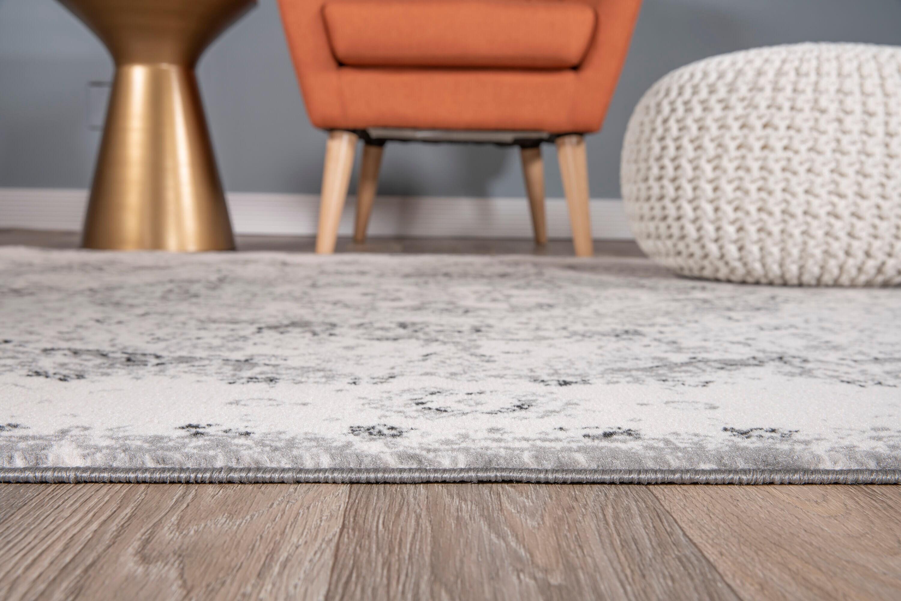 World Rug Gallery Vintage Oriental Distressed Medallion Gray 3'3" x 5' Area Rug:  Stain-Resistant,  Low Pile,  Pet Friendly