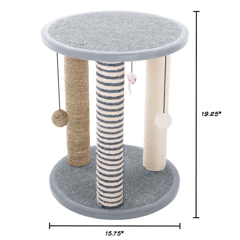 Cat Scratching Post - 3 Scratcher Posts with Carpeted Scratch Pad Base and Perch - Furniture Scratching Deterrent for Indoor Cats by PETMAKER