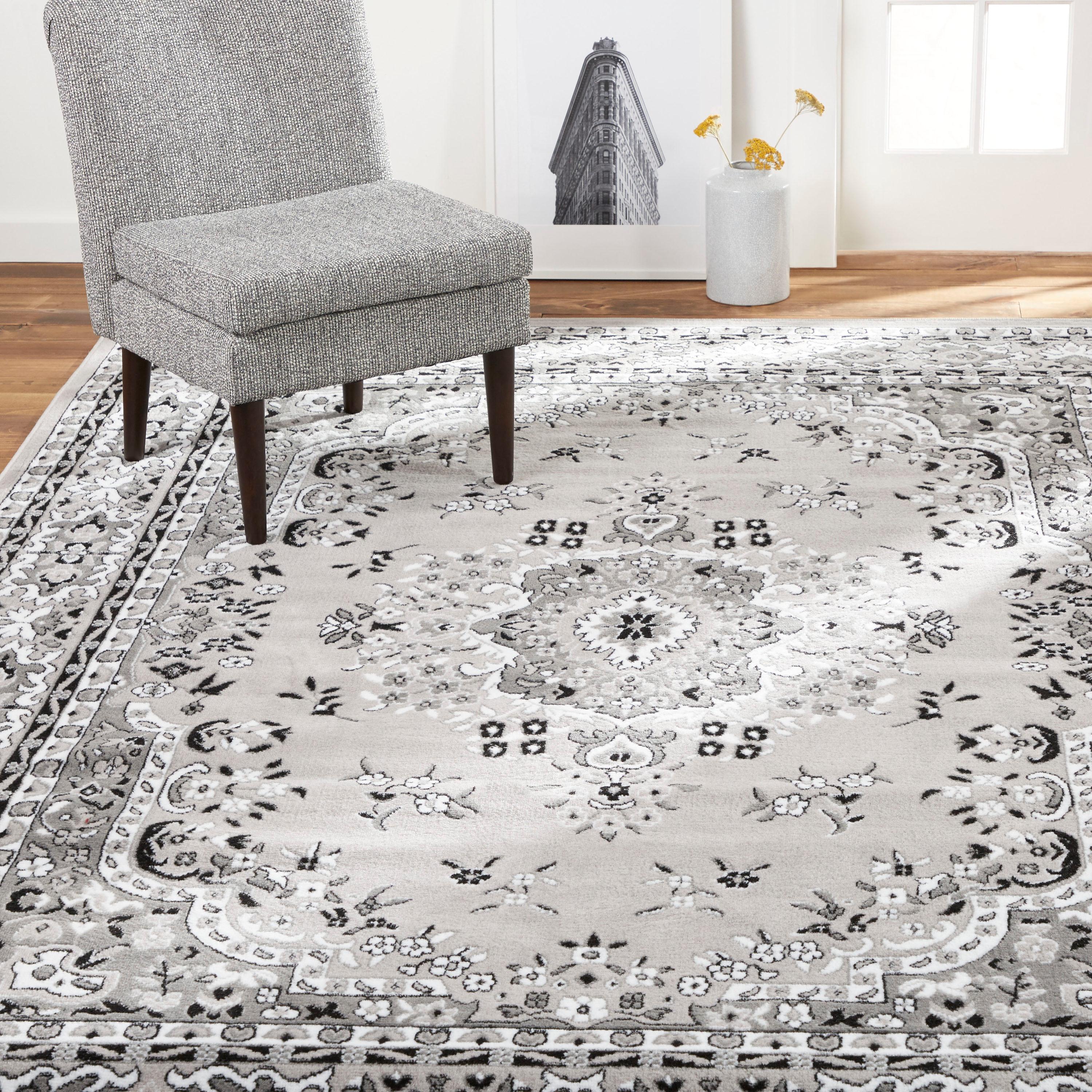 Home Dynamix Premium Sakarya Traditional Medallion Area Rug, Grey/Ivory, 7'8"x10'7"