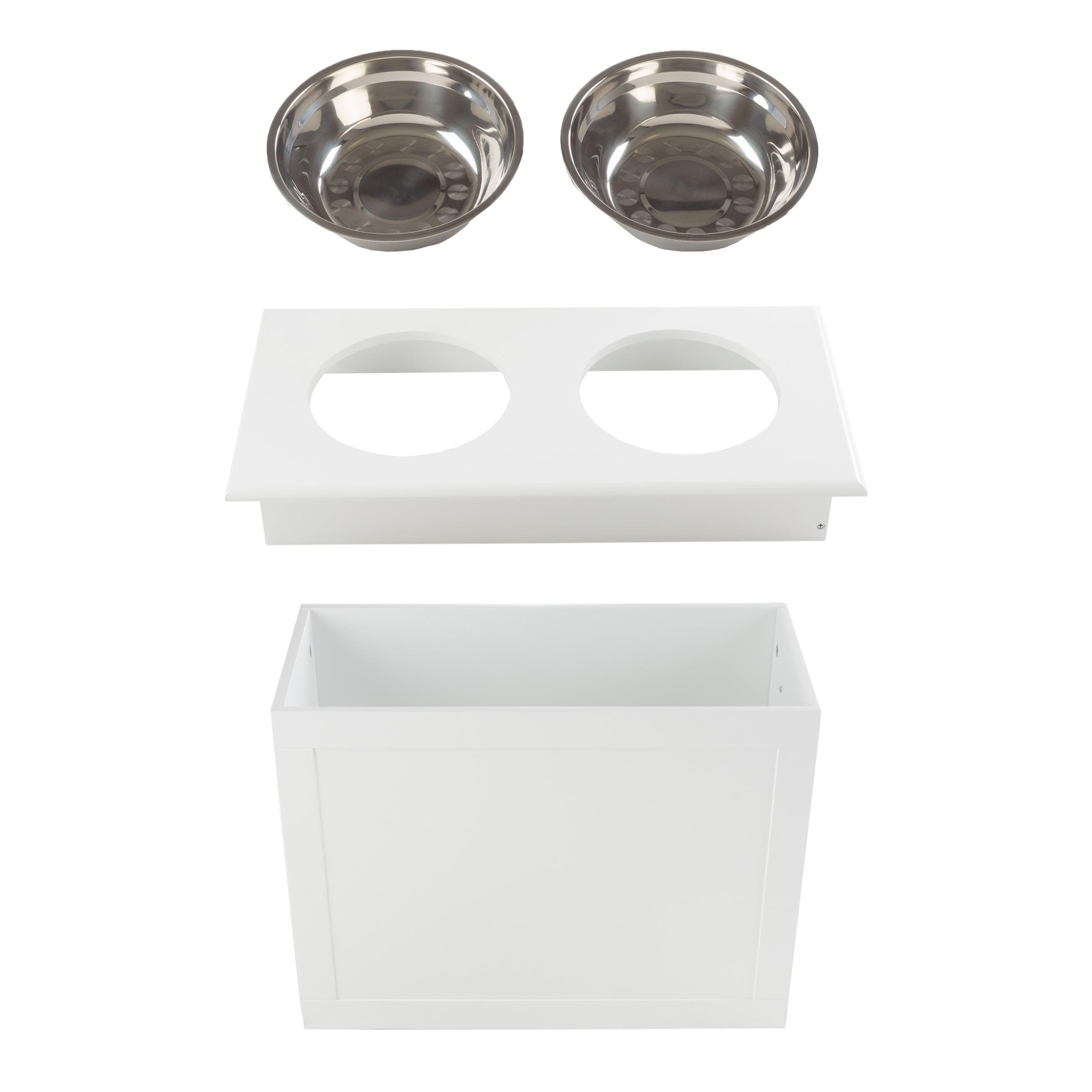 Petmaker PETMAKER Elevated Dog Bowls with Storage, White