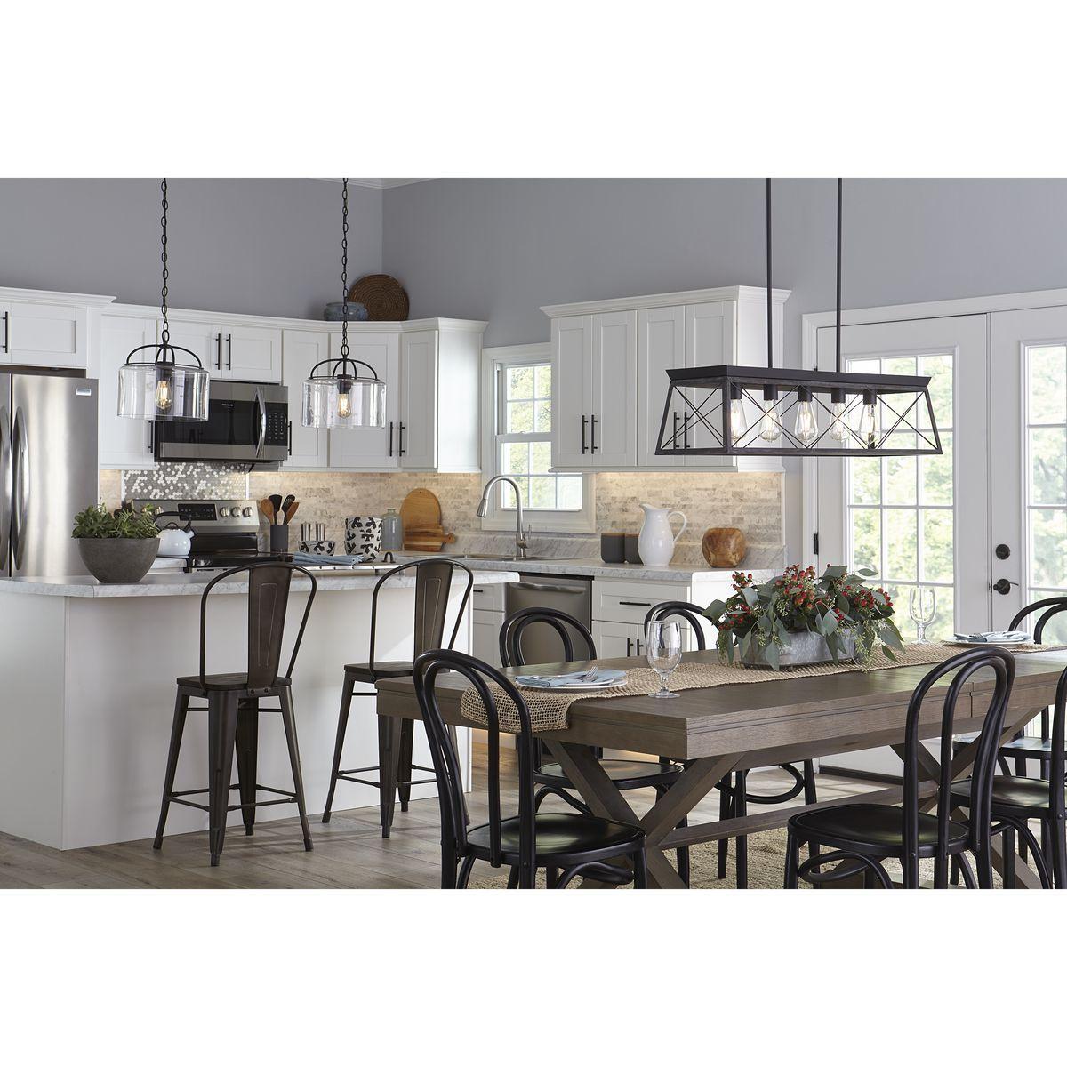 Progress Lighting, Leyden Collection, 1-Light Pendant, Matte Black, Clear Glass Shade