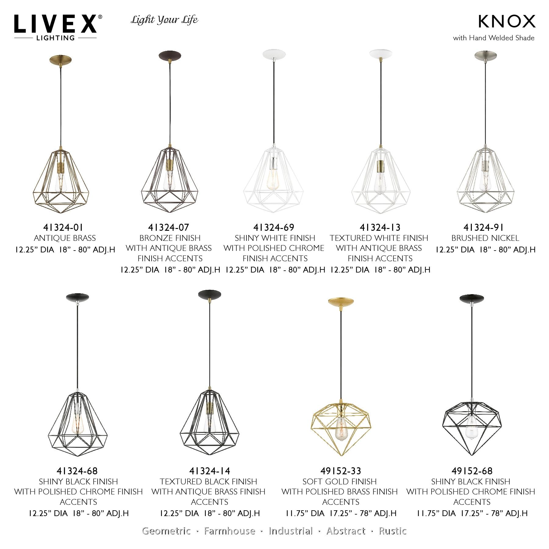 Livex Lighting Knox 1 - Light Pendant in  Shiny Black