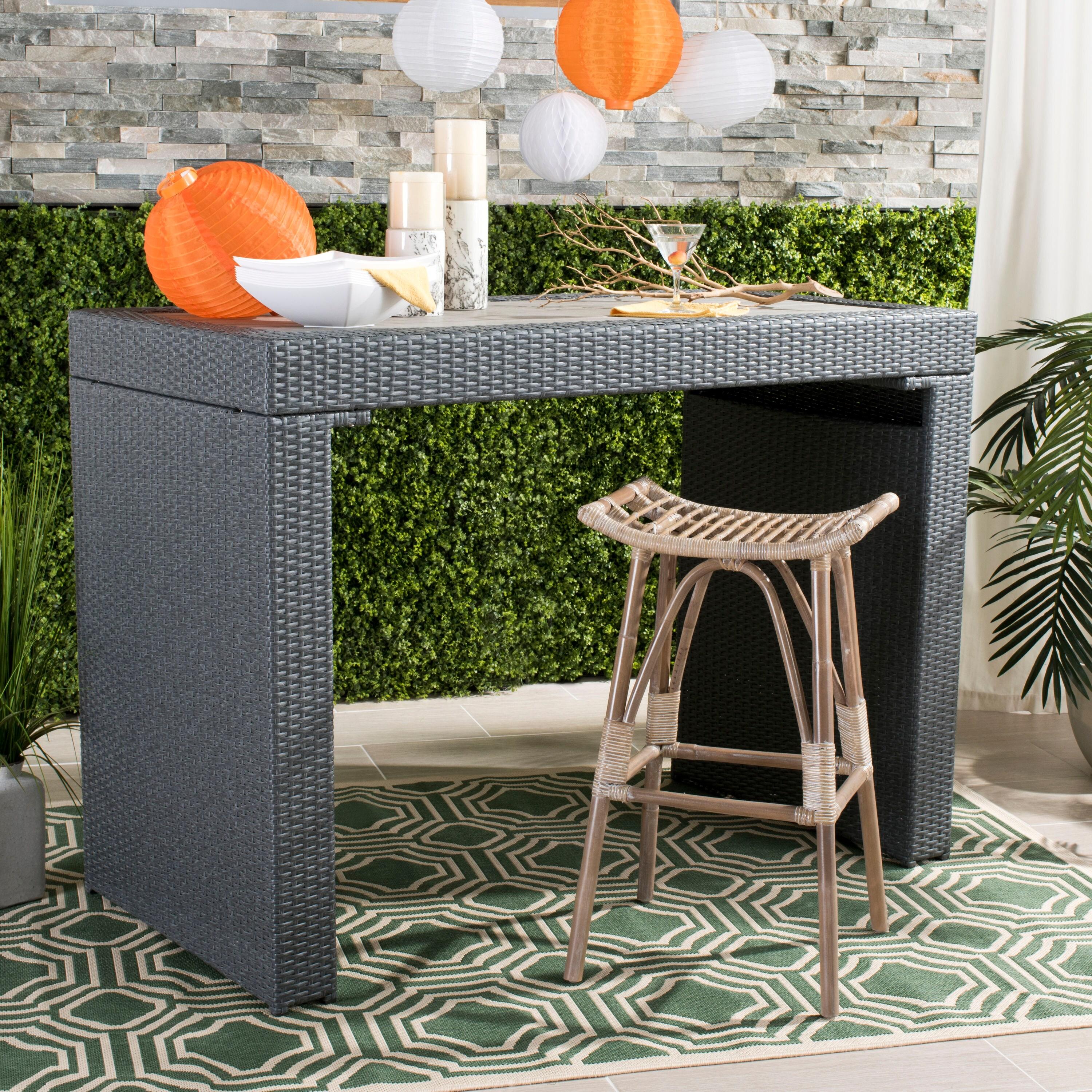 Leda Rattan Counter Stool - WIK6512 - Brown - Safavieh