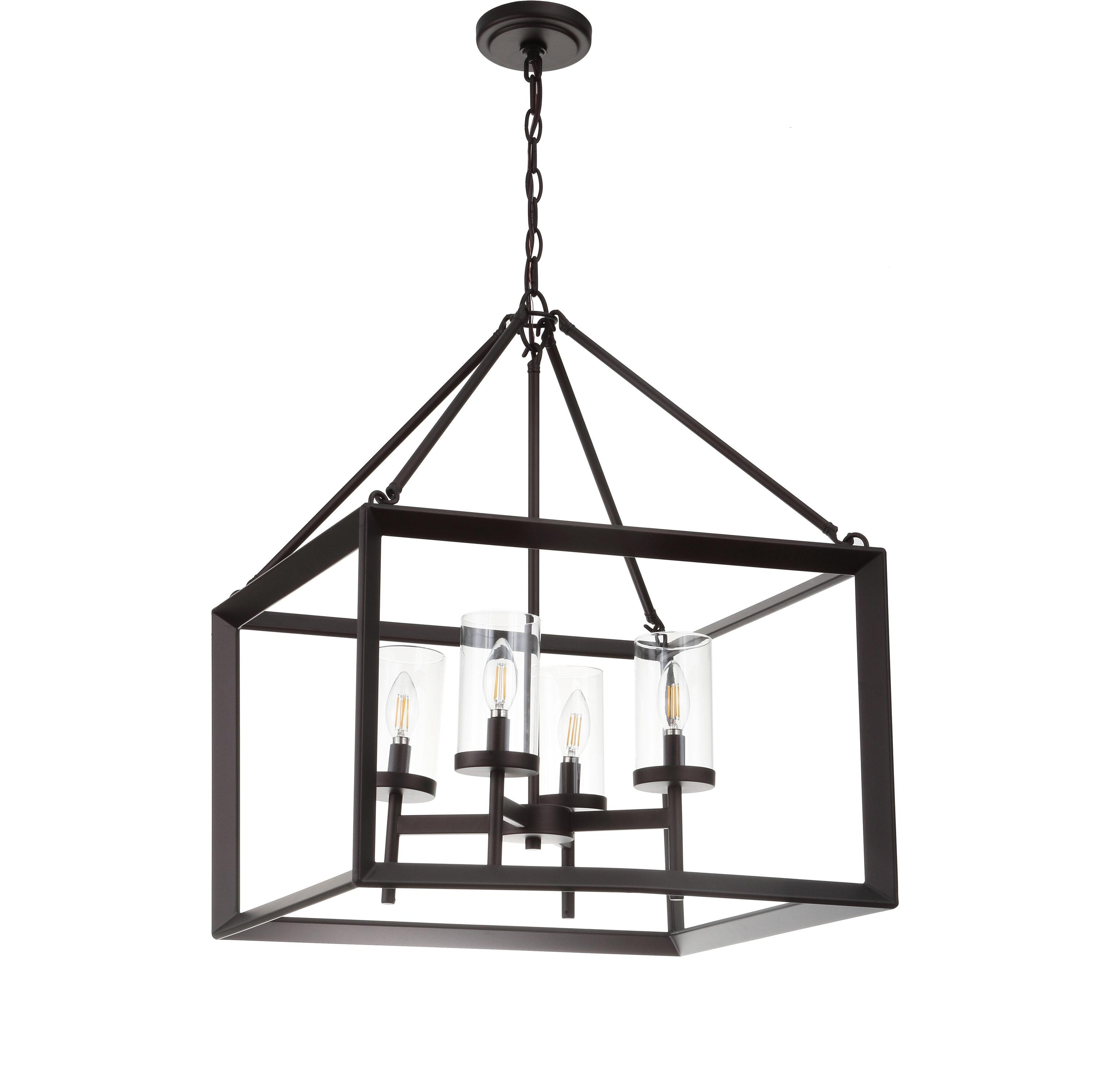Anna 21" 4-light Metal/Glass LED Pendant, Oil Rubbed Bronze