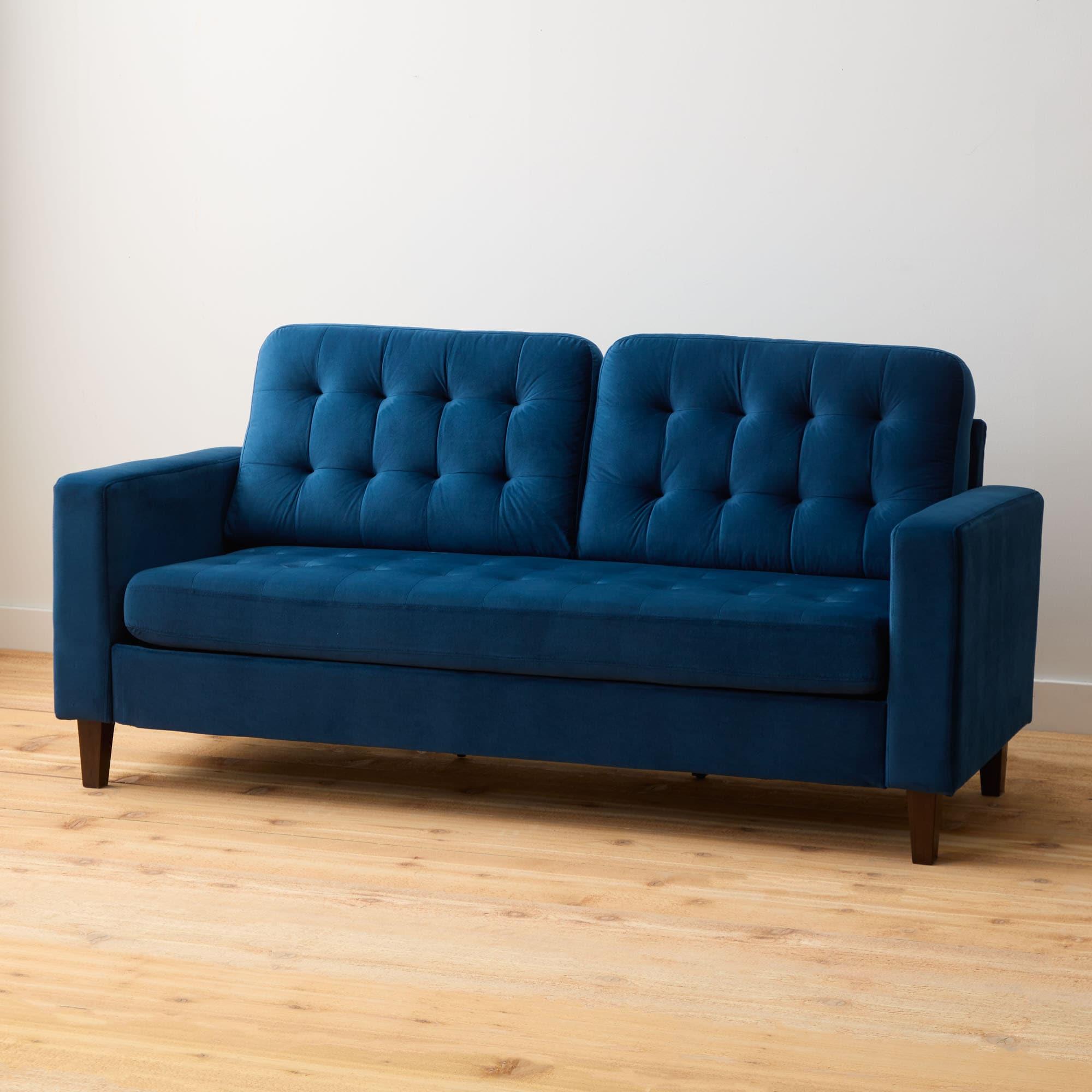 76” Brynn Upholstered Square Arm Sofa with Buttonless Tufting - Brookside Home