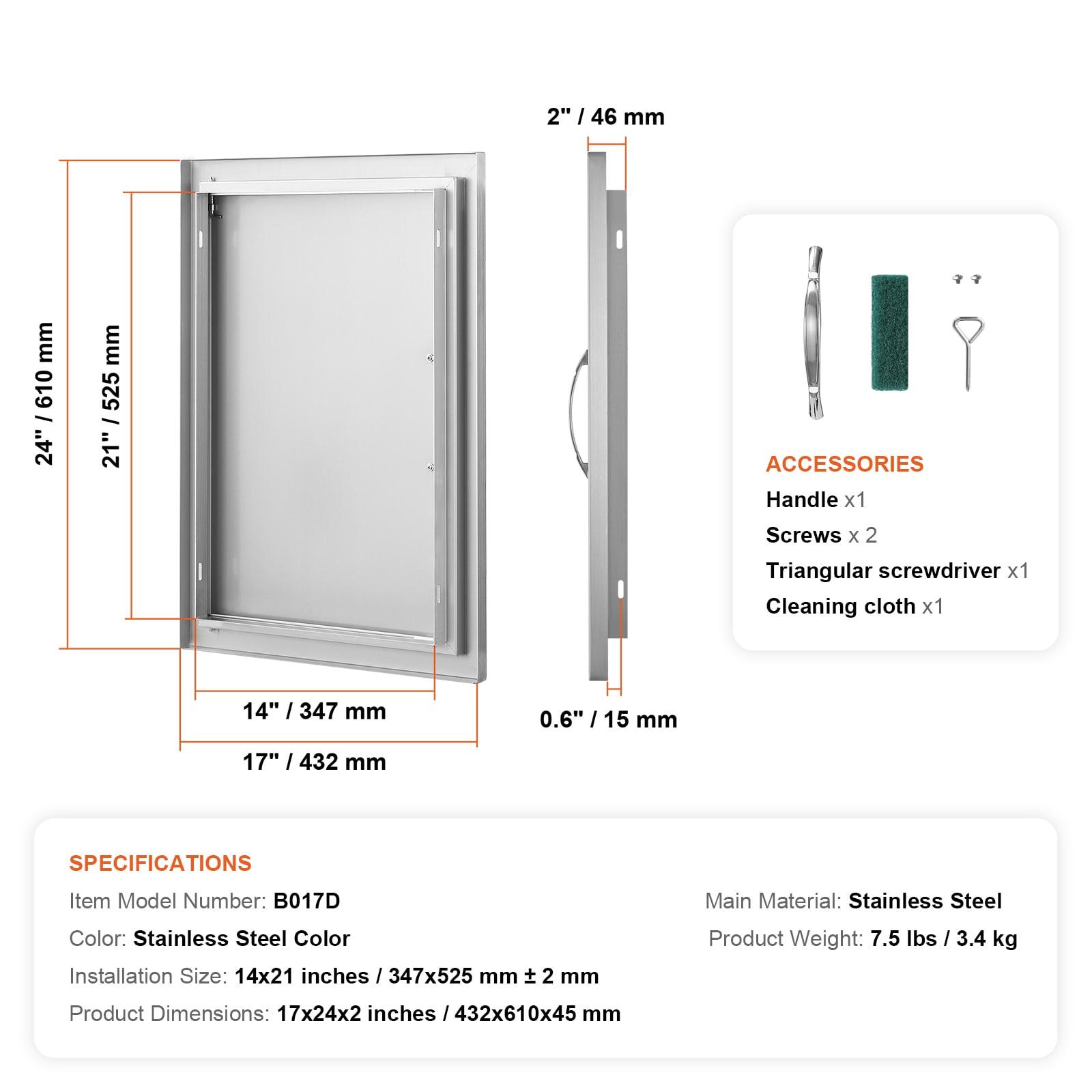 VEVOR BBQ Access Door 17-in W x 24-in H x 2-in D Built-In Grill Cabinet Single door