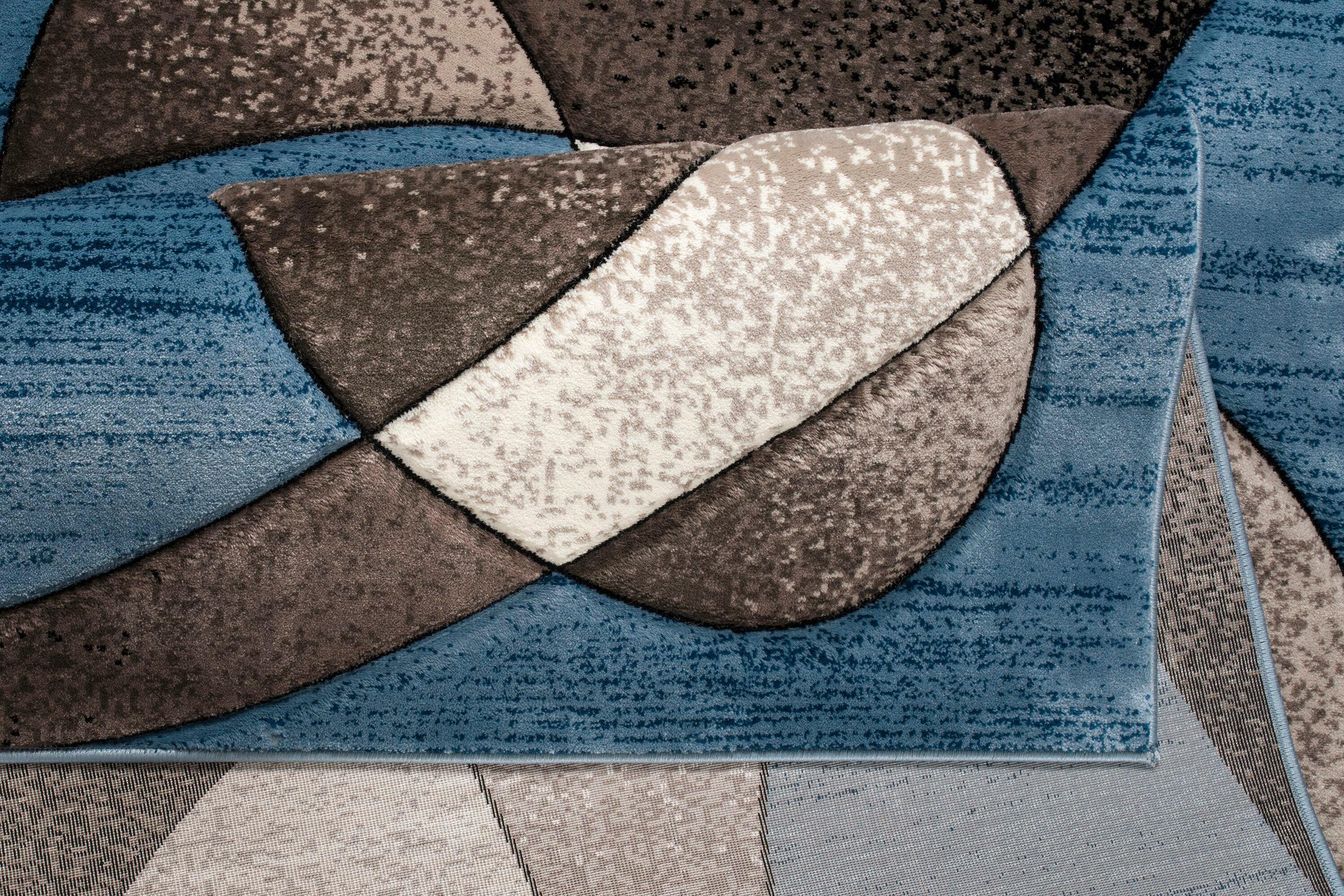 MDA Rug Imports Rhodes Collection Abstract Designed Area Rug Blue 2'5'' X 3'9'' 2' x 3' Living Room,Bedroom,Dining Room Rectangle