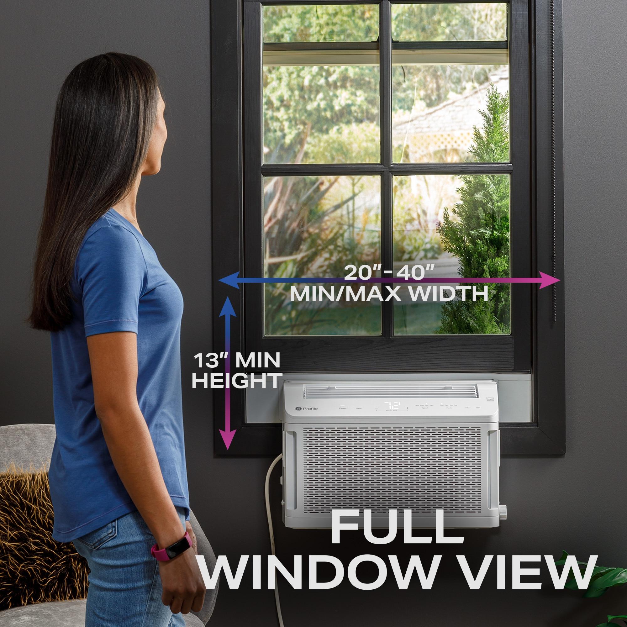 GE Profile ClearView 8300 BTU Smart Window Air Conditioner with Built-In Wi-Fi and Ultra-Quiet Operation for Medium Rooms (White)