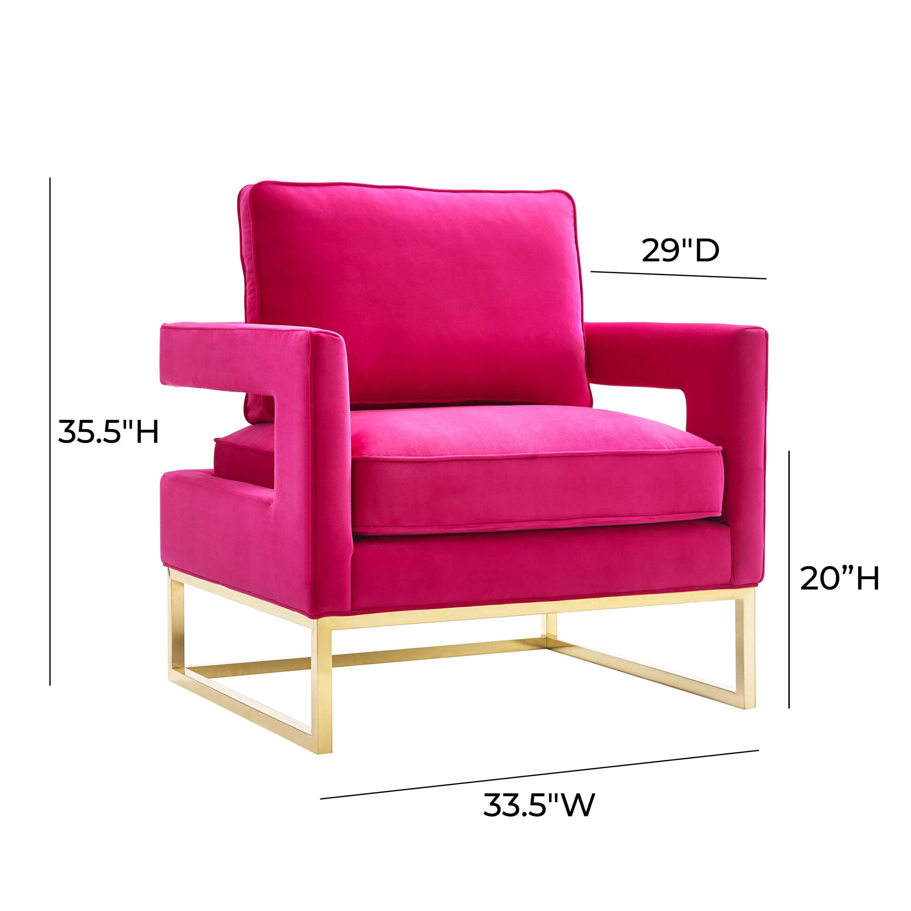 Avery Velvet Accent Chair Pink 33.5"W x 29"D x 35.5"H