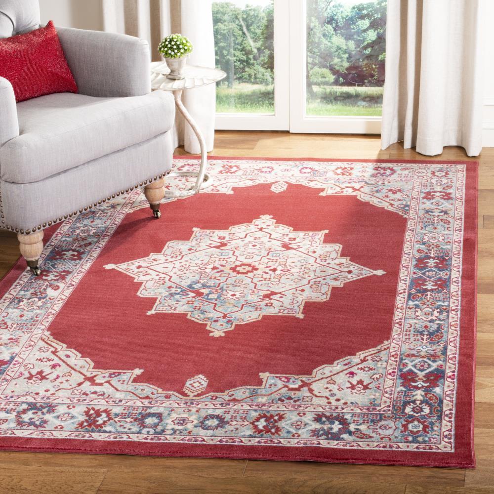 Merlot MER312 Power Loomed Area Rug - Red/Aqua - 5'x7' - Safavieh.