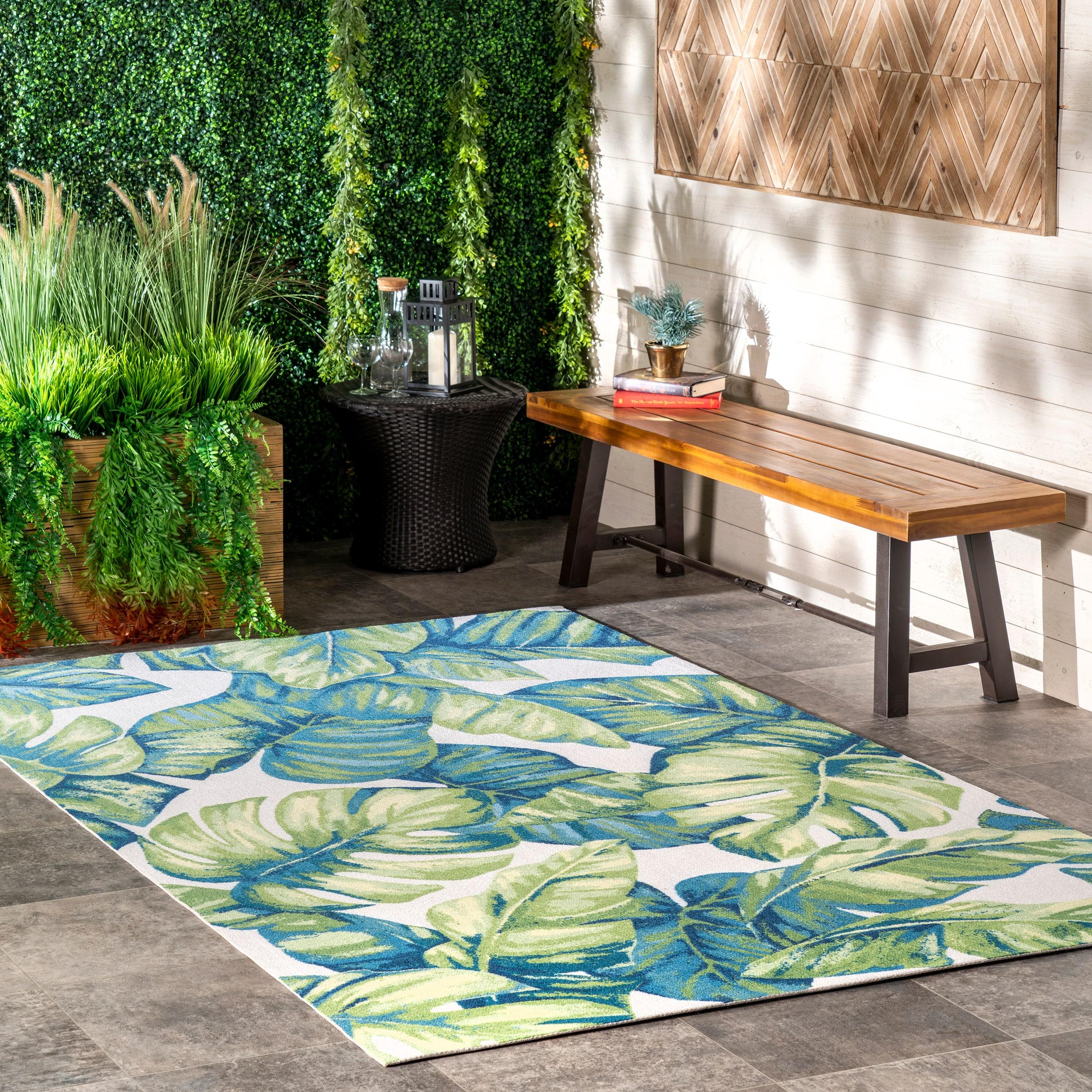 Nuloom Lisa Floral & Paisley 4 Square Indoor/Outdoor Accent Rug for Living Room Patio Deck Front Porch Entryway Kitchen, Green Multicolor/Ivory