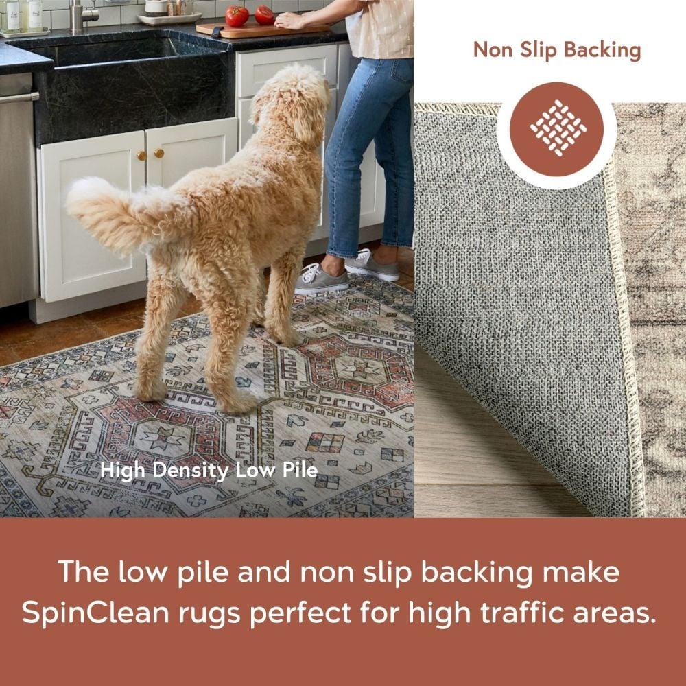 Nuloom 4x6 Machine Washable Rain Haven Vintage Medallion Indoor Area Rug, Grey Non-Slip Backing, Stain Resistant, BedroomLiving Room, Kitchen