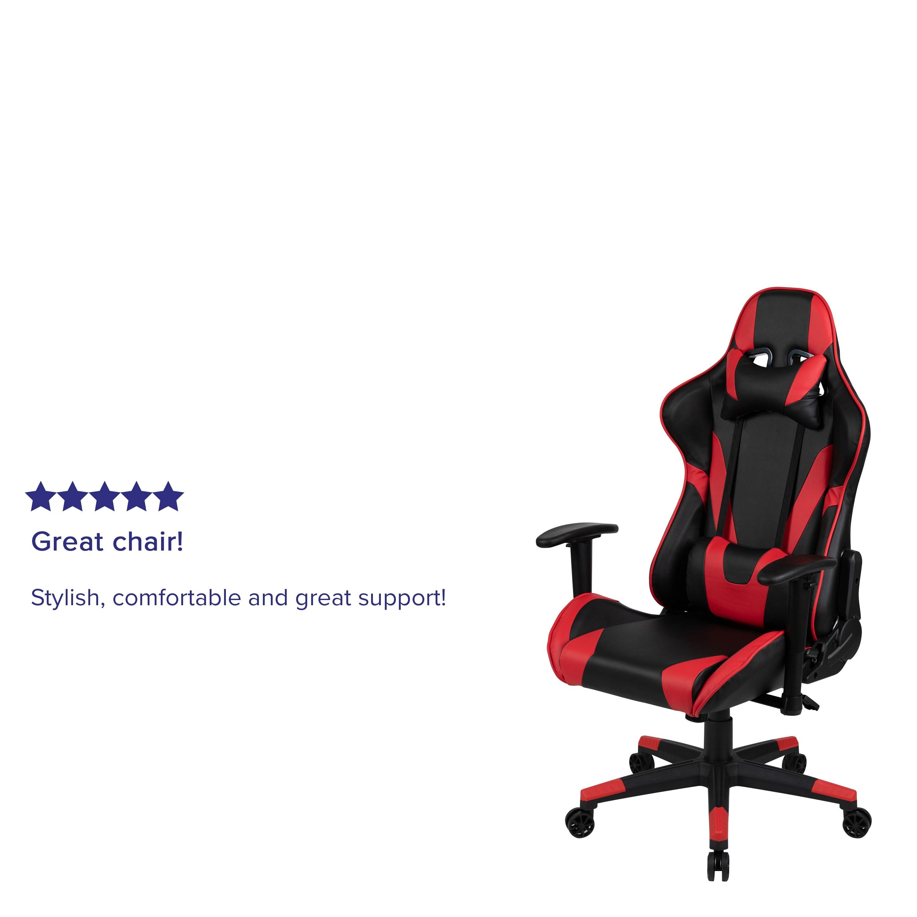Flash Furniture X20 Gaming Chair Racing Office Ergonomic Computer PC Adjustable Swivel Chair with Fully Reclining Back in Red LeatherSoft