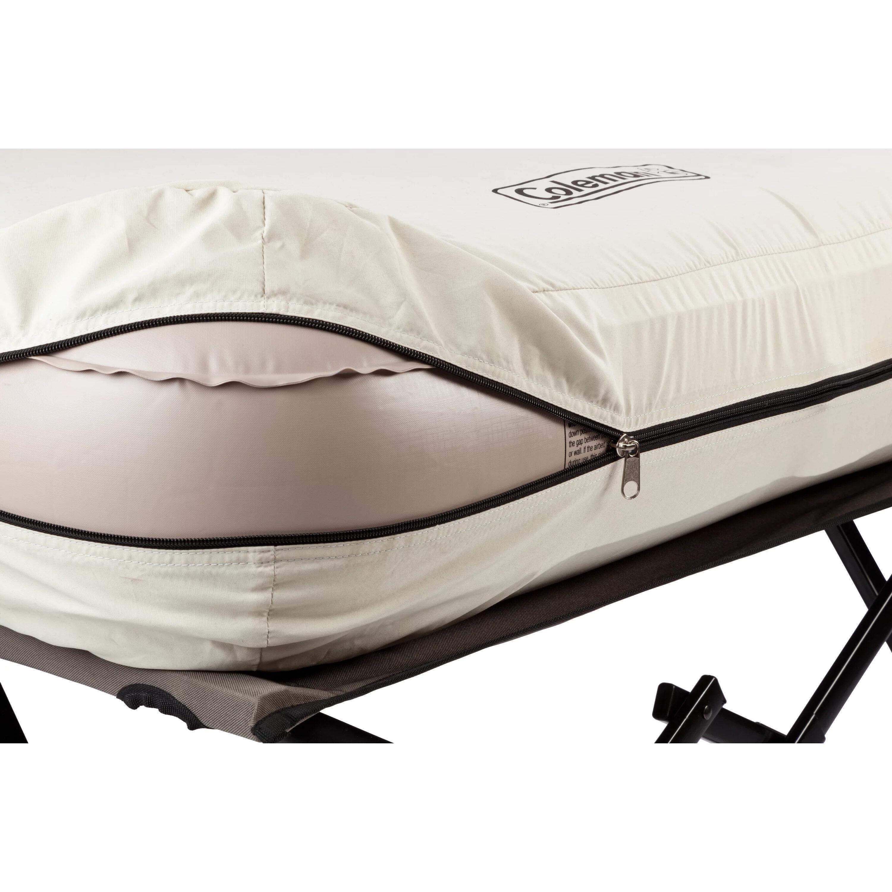 Coleman Camping Cot with Side Tables, Air Mattress & Battery Pump, Twin