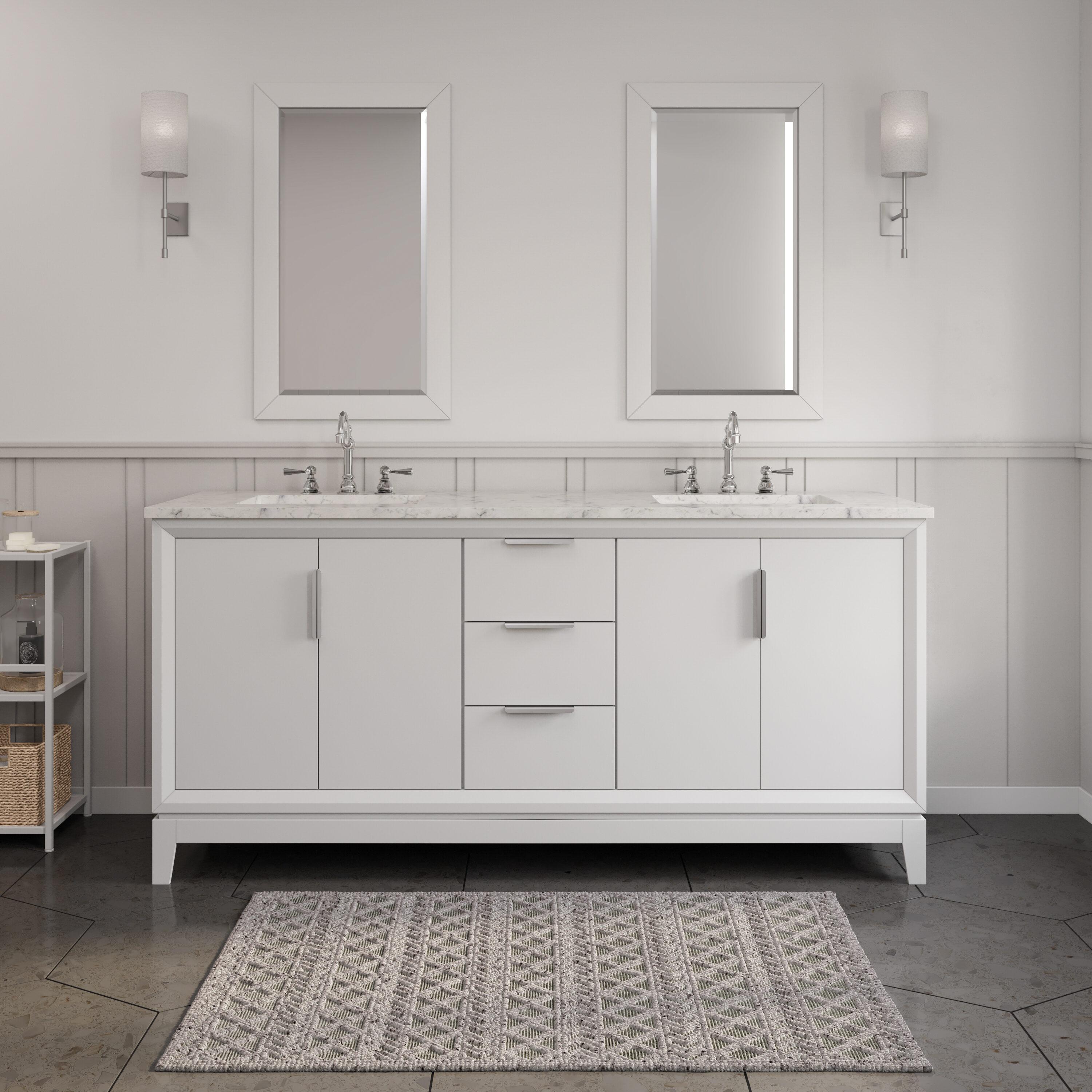 Water Creation Elizabeth 72" Wood Double Bathroom Vanity in White/Chrome