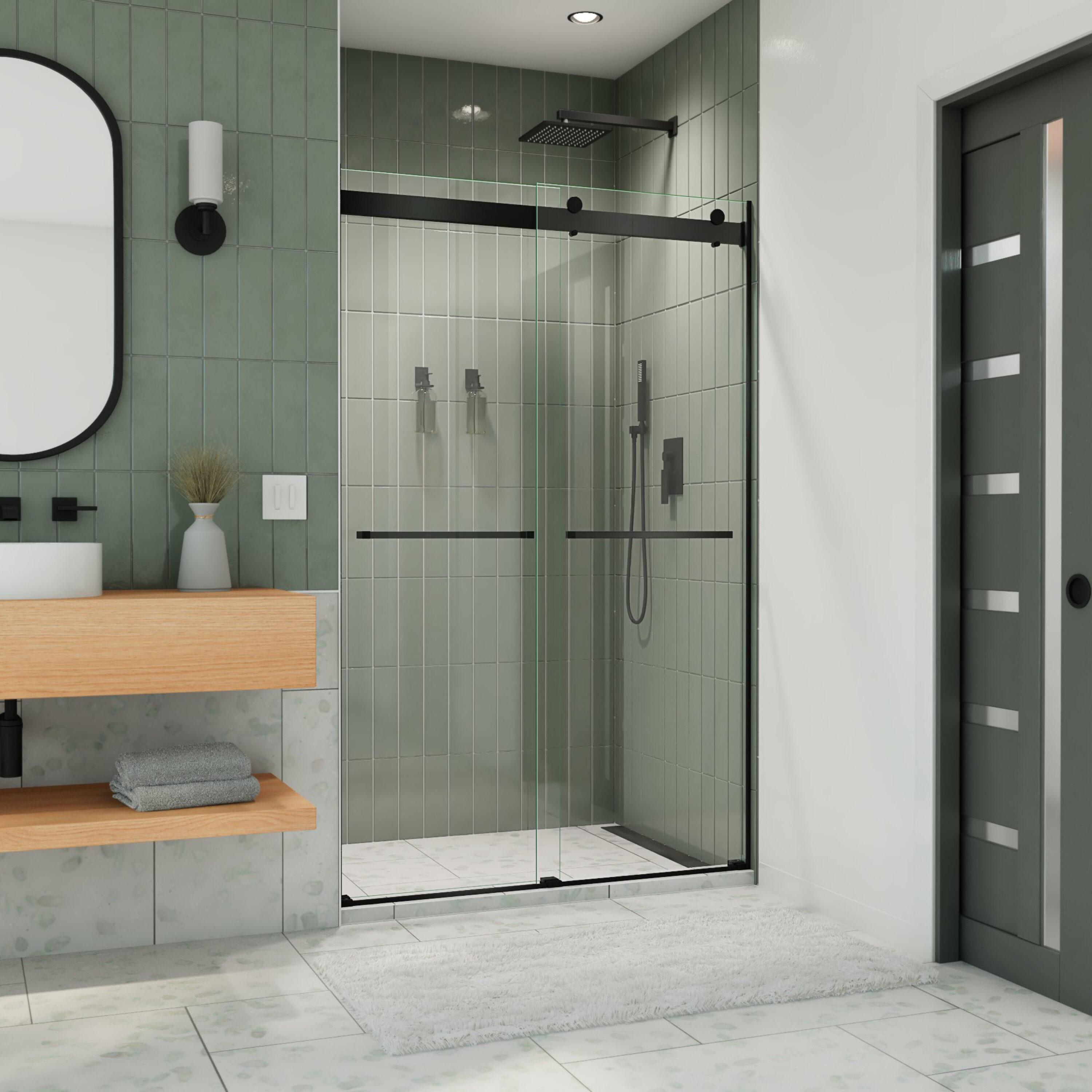 44" - 48" W 76" H Reversible Semi-Frameless Shower Door with ClearMax Technology