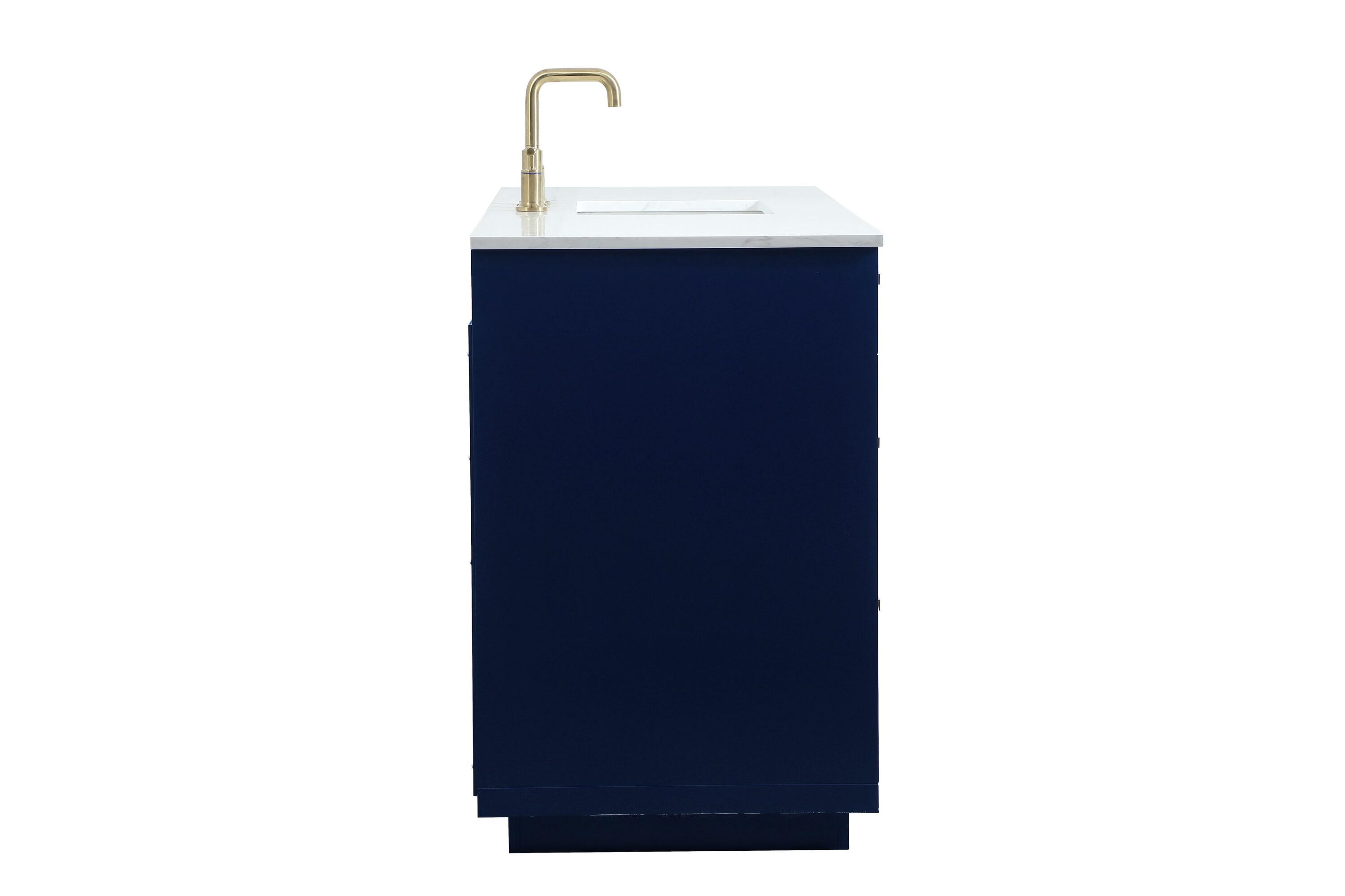 Elegant Decor Blake 60" Aluminum Alloy MDF Single Bathroom Vanity in Blue