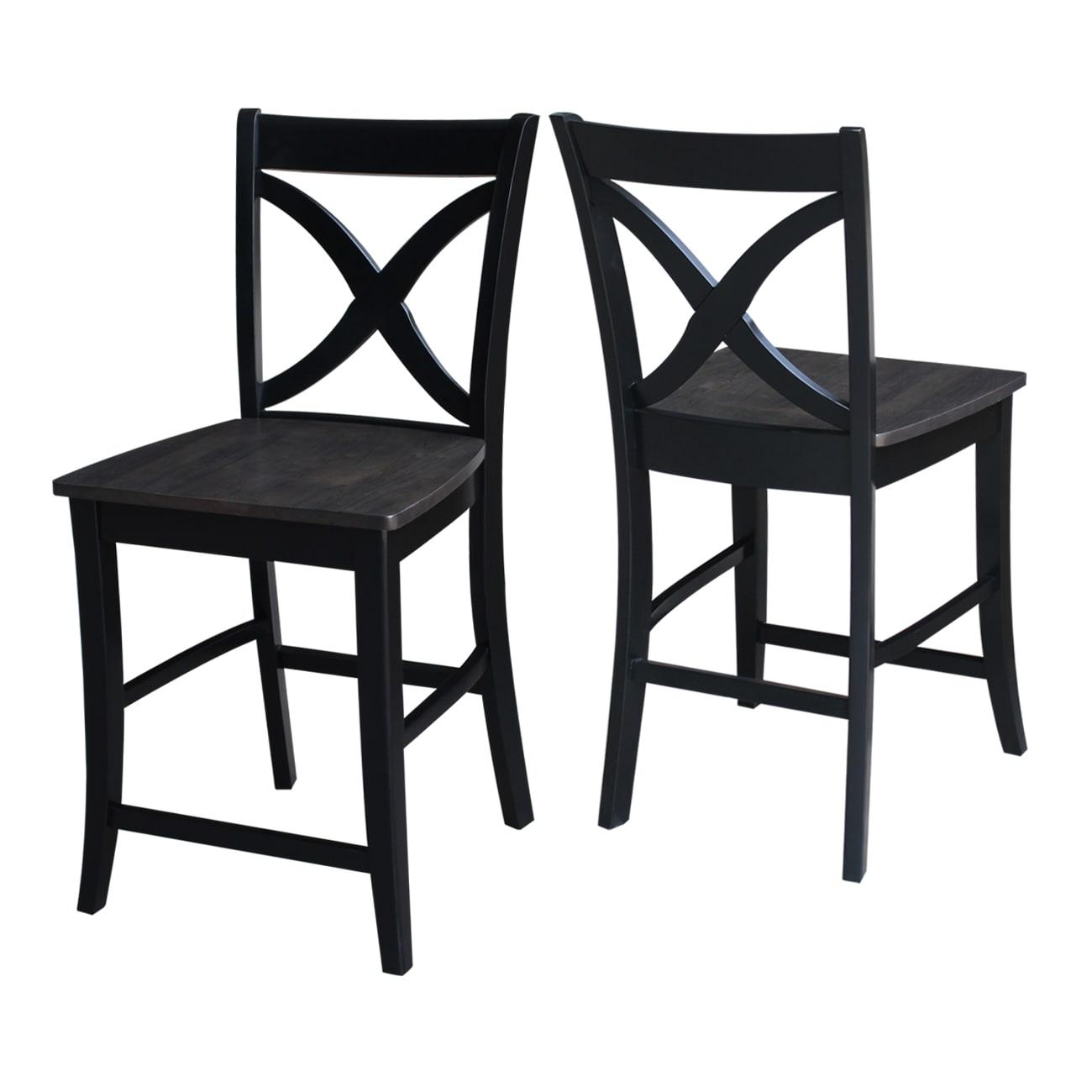 International Concepts Cosmo 24" Cross Back Counter Stool in Coal
