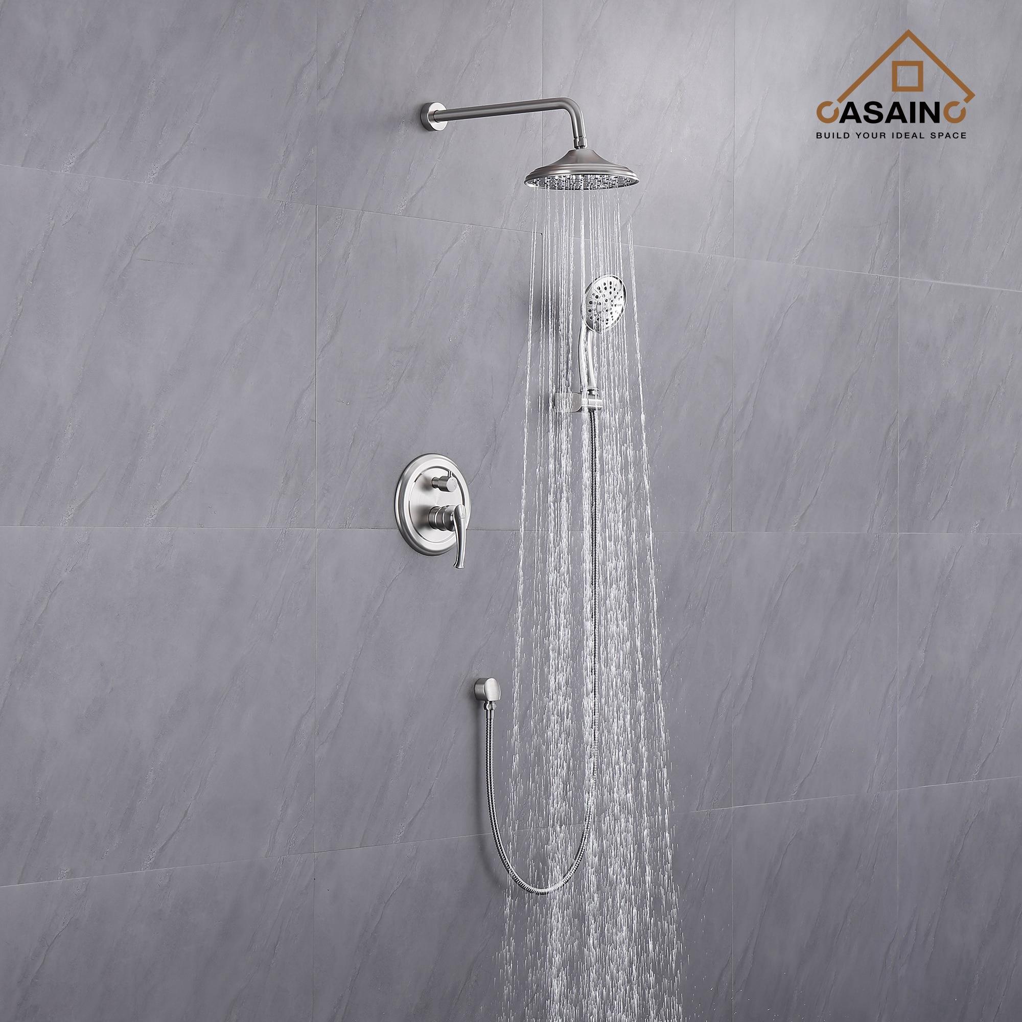 Retro Wall Mount 2 Function Rainfall Shower System with 3 Setting Handheld, Rough-In Valve and Diverter