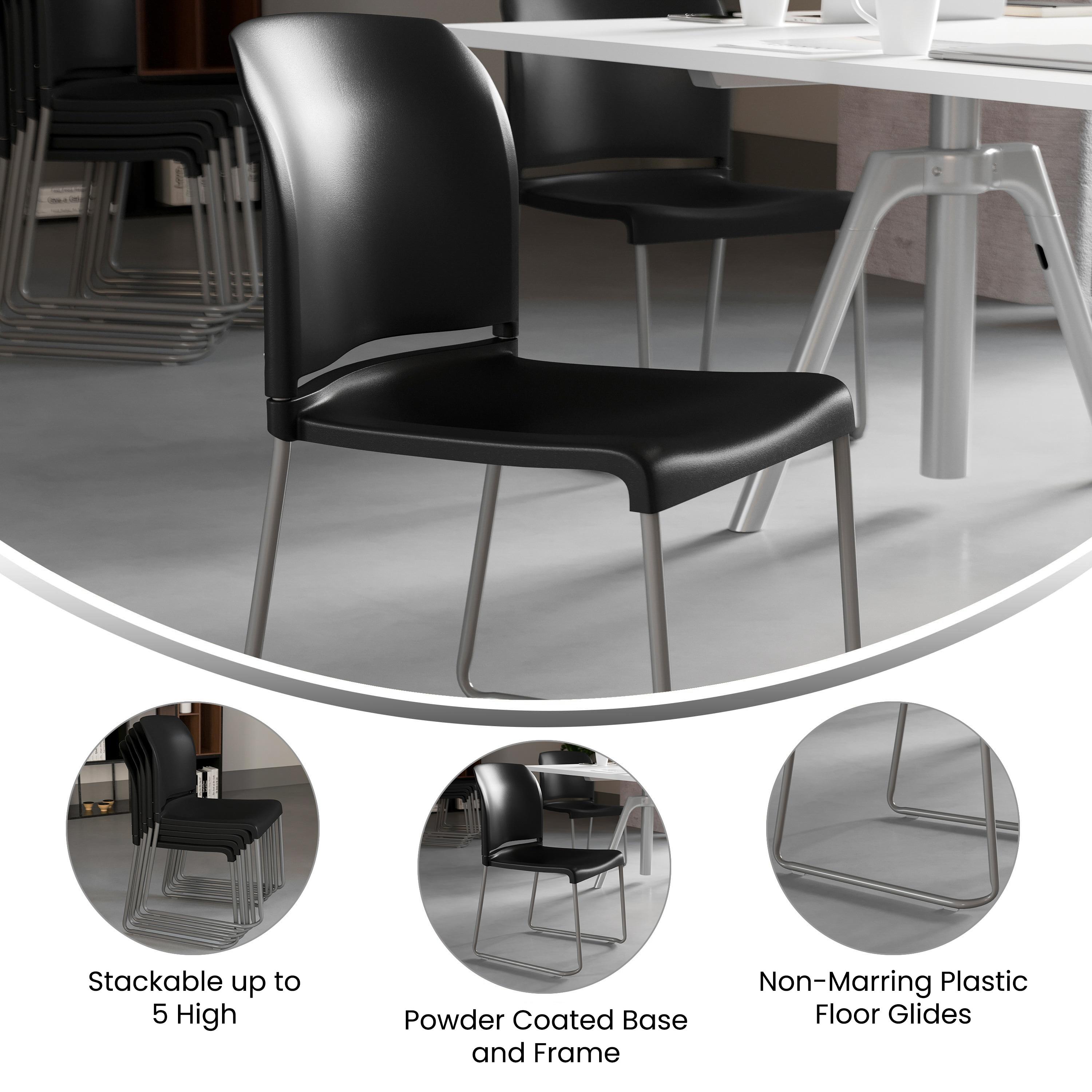 Flash Furniture Brielle Contoured Sled Base Stackable Waiting Room Chairs (Set of 5)