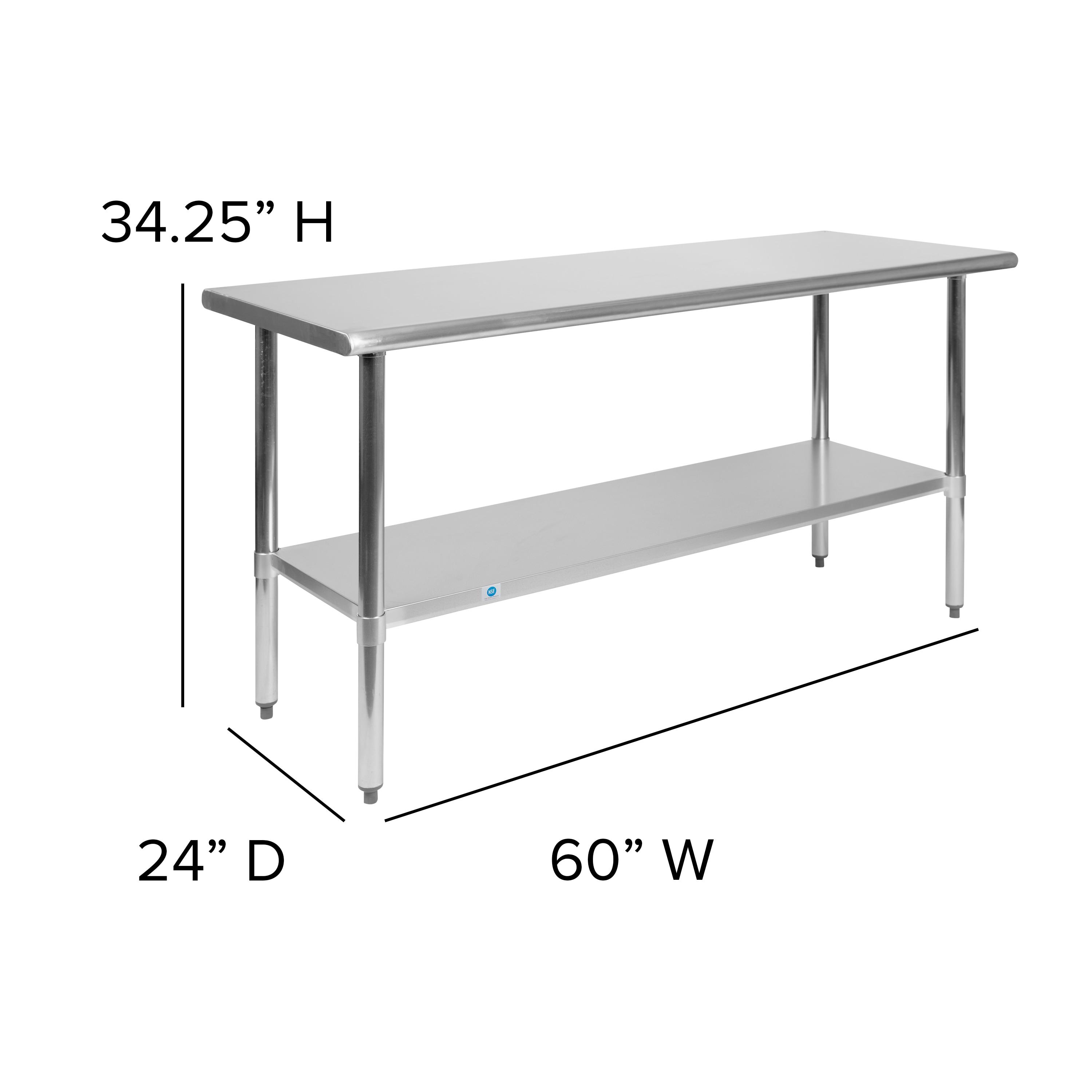 Woodford NSF Certified Stainless Steel Prep and Work Table with Undershelf by Flash Furniture