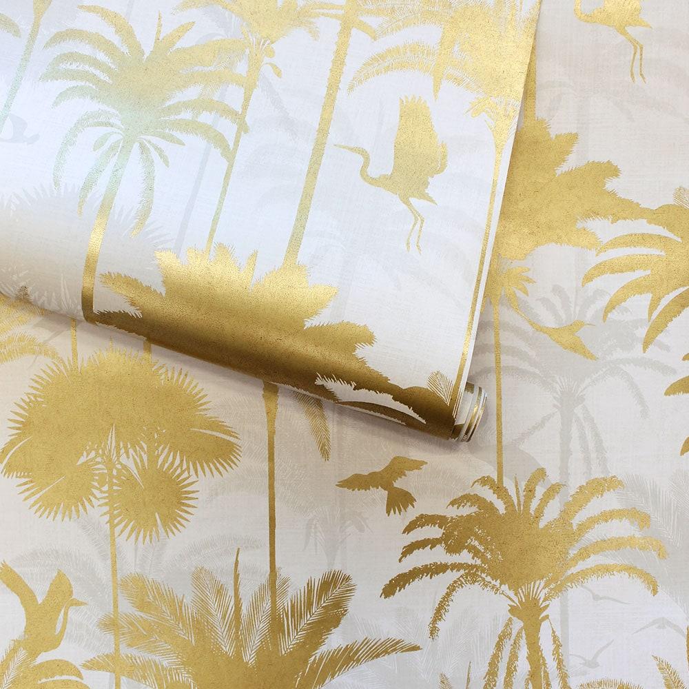 Tempaper Royal Palm Metallic Gold Peel and Stick Wallpaper, 20.5" x 16.5'