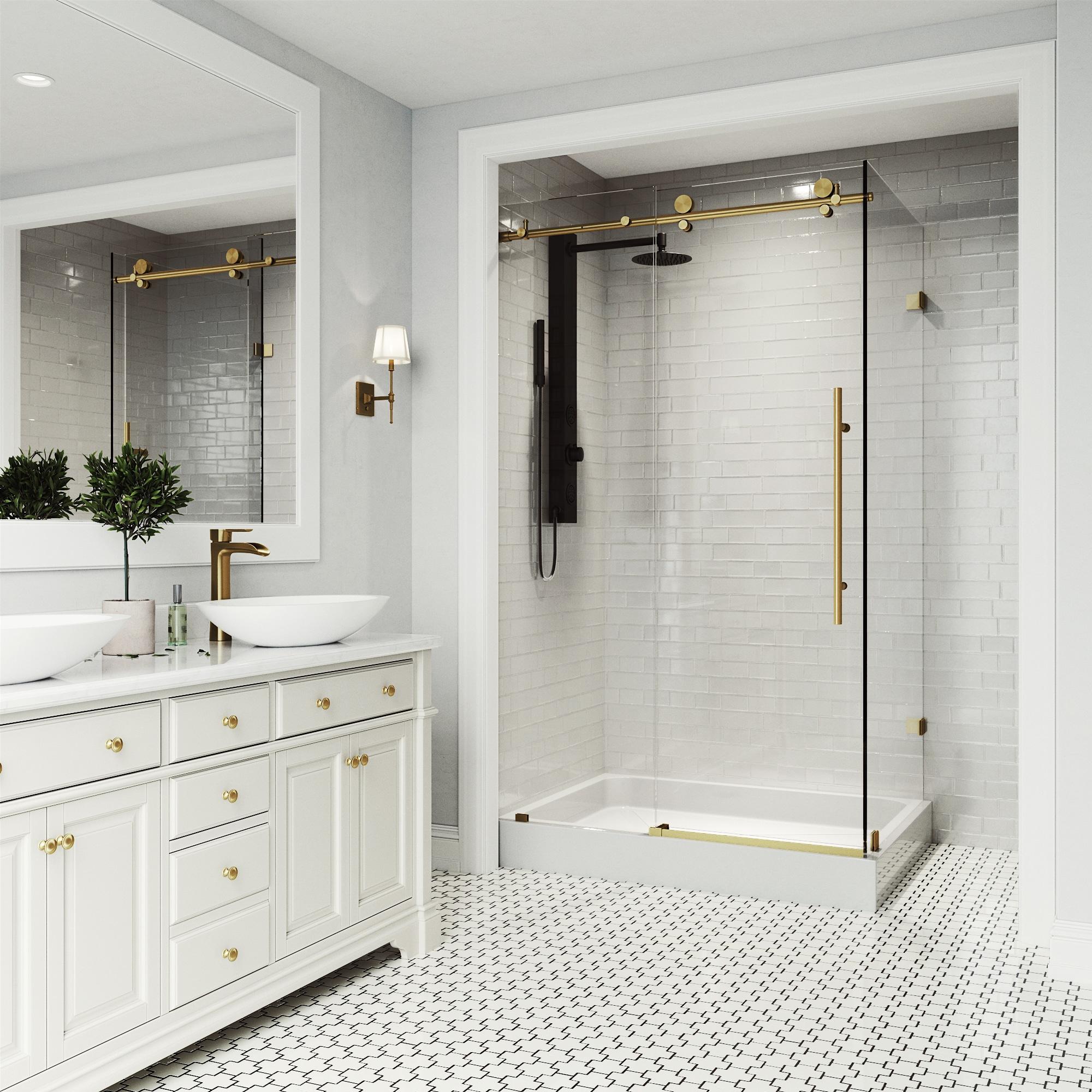 Elan E-class 48" W x 36" D x 82" H Sliding Frameless Shower Enclosure with 3/8" Clear Glass&Base