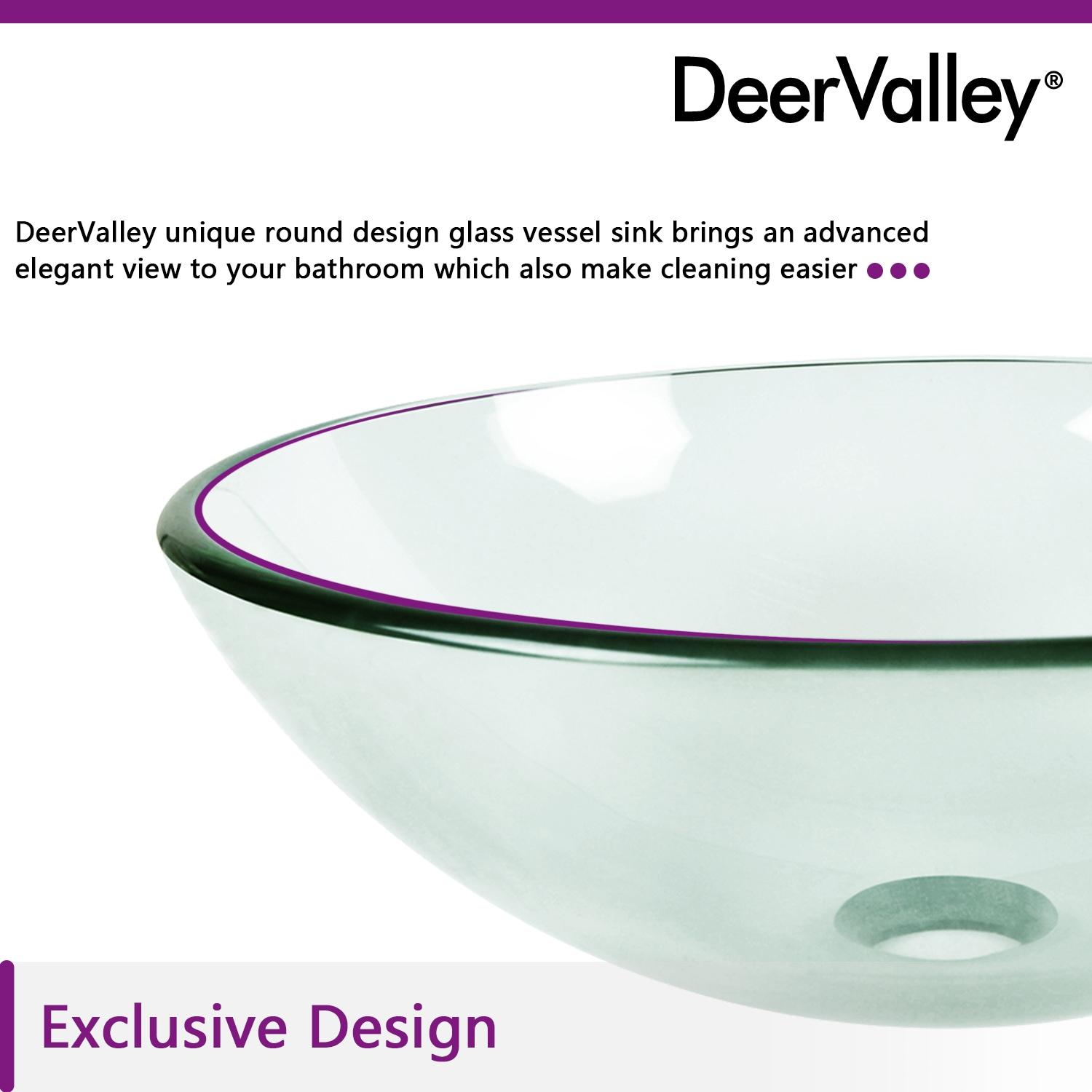 DeerValley Symmetry 16.5'' Circular Glass Vessel Bathroom Sink