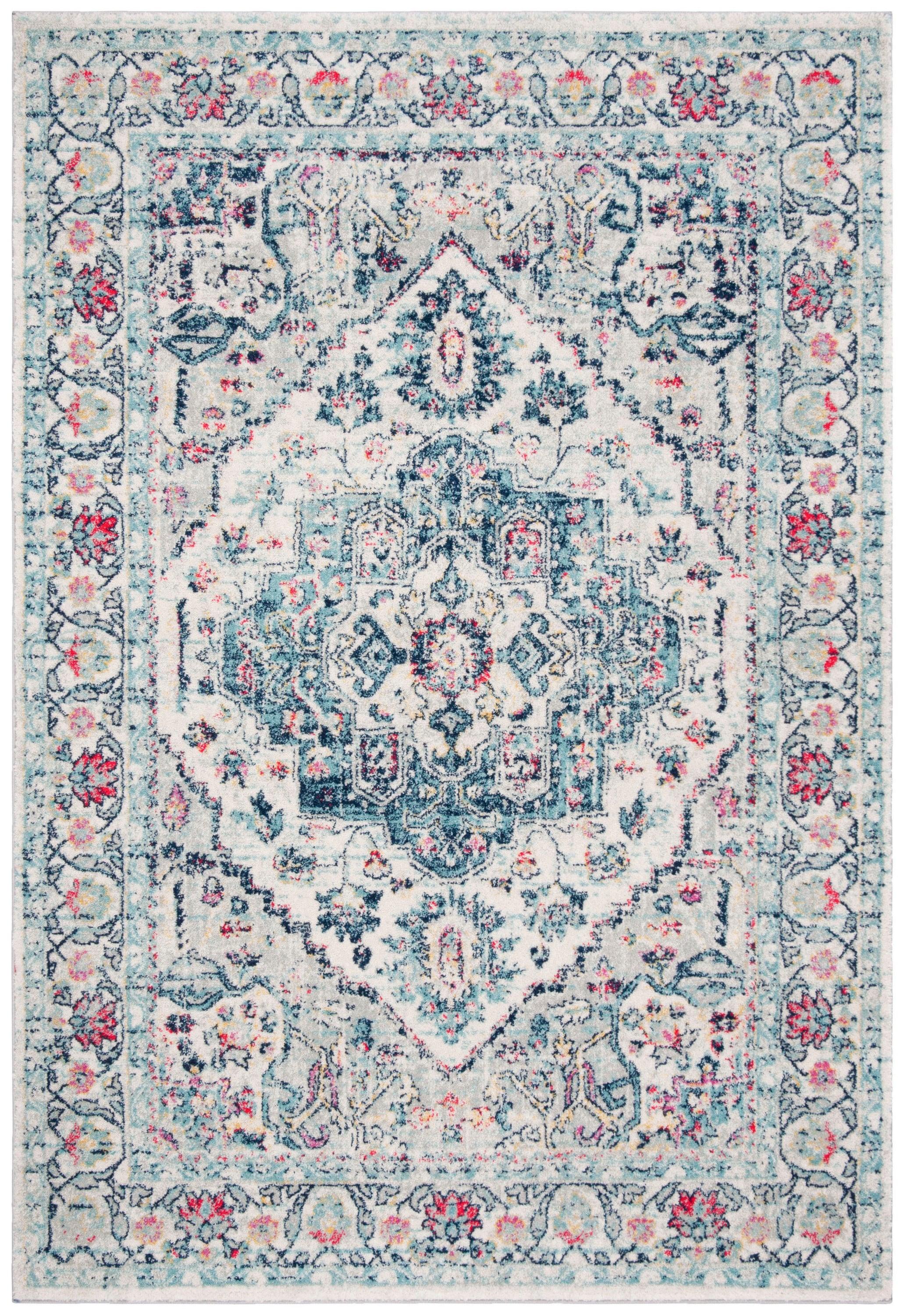 Madison 900 MAD930 Power Loomed Indoor Area Rug - Navy/Fuchsia - 5'3"x7'6" - Safavieh