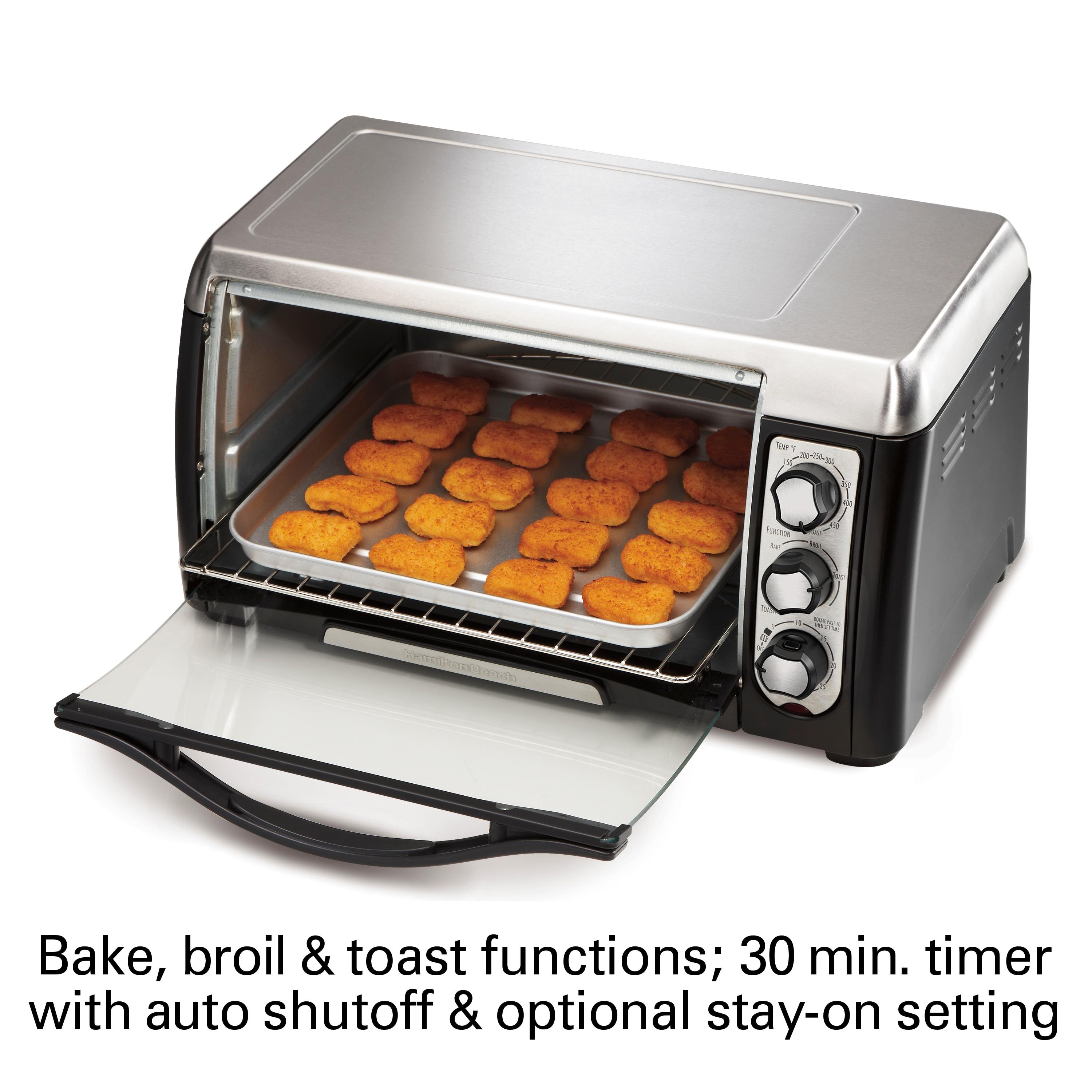 Hamilton Beach 6 Slice Capacity Toaster Oven 31330D: Countertop, 12" Pizza, 1400W, Black, Freestanding, Dishwasher-Safe Parts