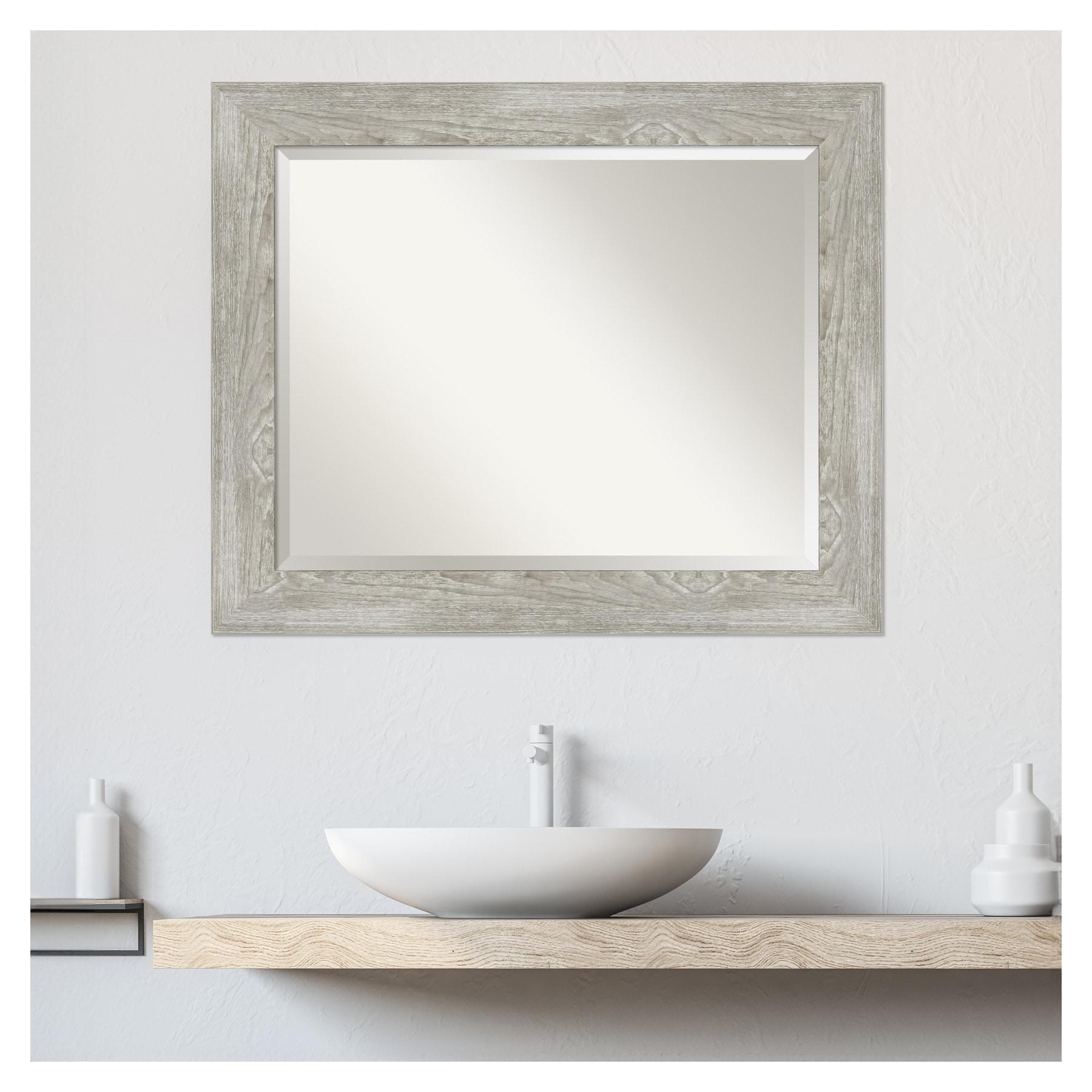 34" x 28" Dove Graywash Framed Bathroom Vanity Wall Mirror - Amanti Art: Modern, Wall Mount, Wood Frame
