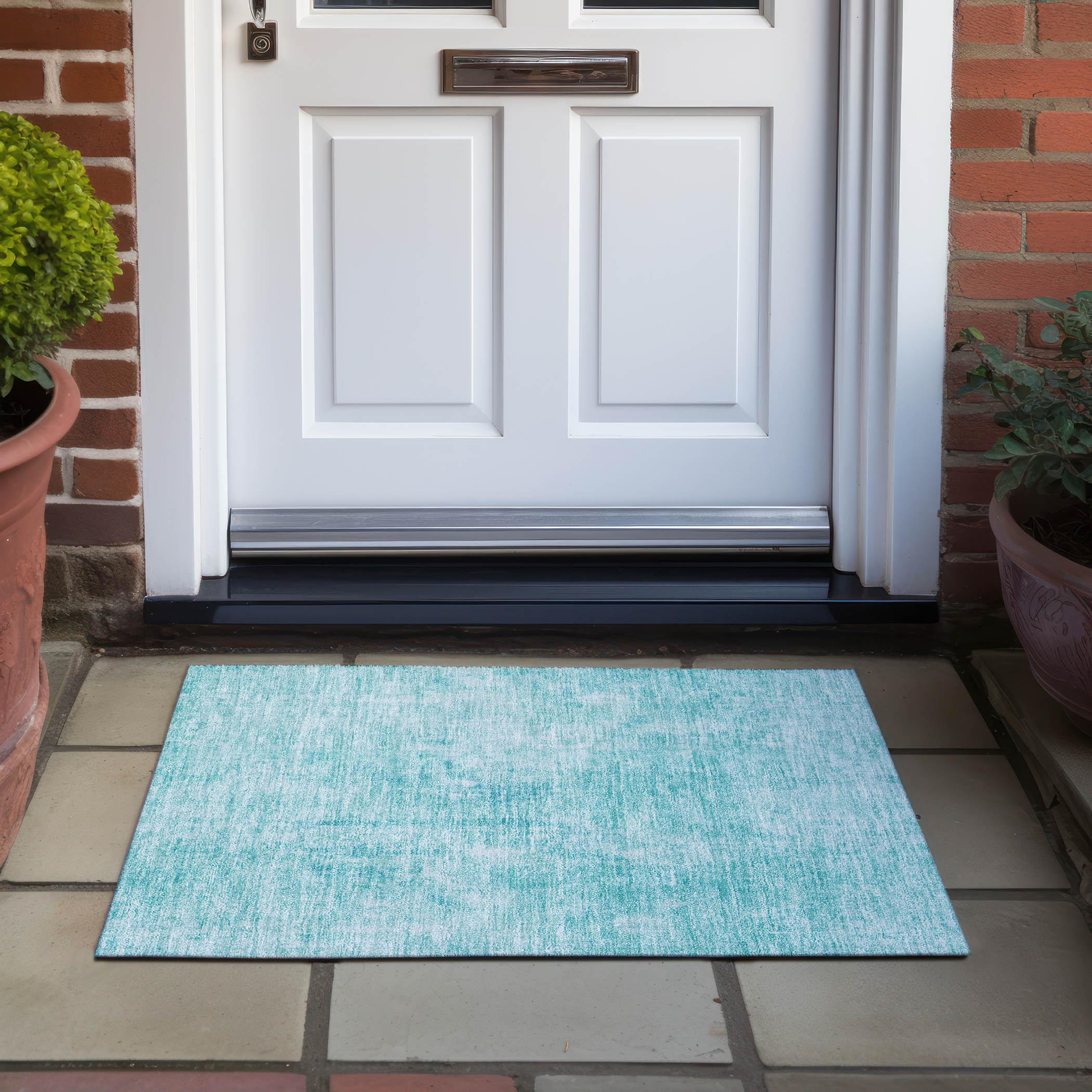 Addison Rugs Chantille ACN656 Teal 1'8" x 2'6" Indoor Outdoor Area Rug, Easy Clean, Machine Washable, Non Shedding, Bedroom, Entry, Living Room, Dining Room, Kitchen, Patio Rug