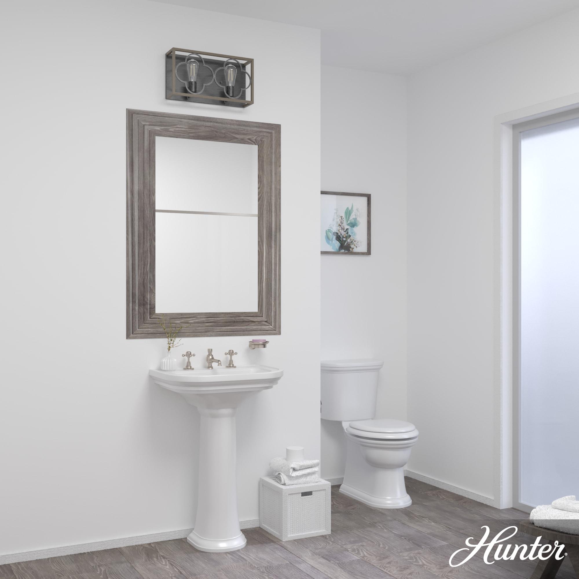 Hunter Fan Gablecrest 2 Light Flush Mount Bathroom Vanity Light Fixture