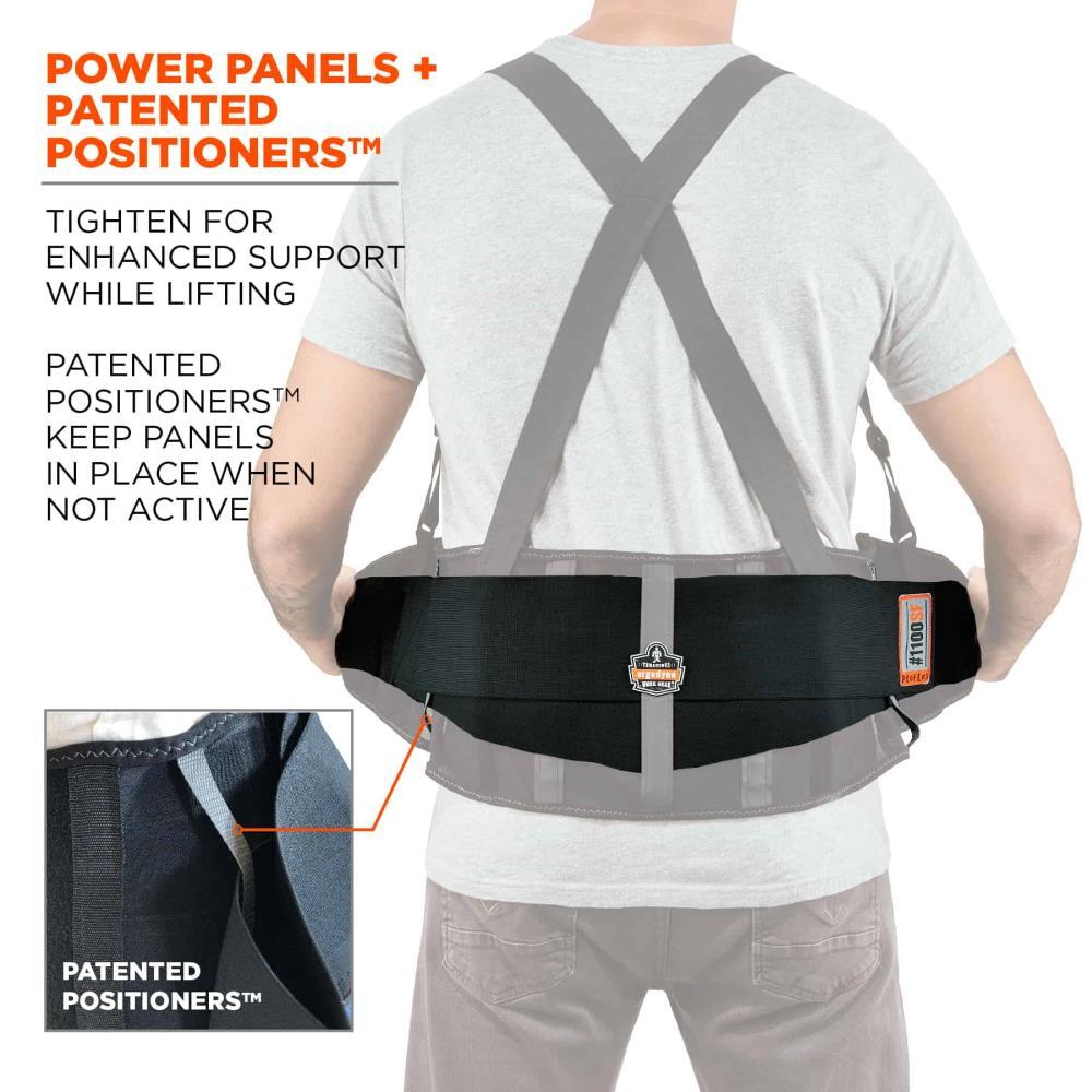 Ergodyne 11604 ProFlex 1100SF Back Support Brace, 8" Spandex Belt, Patented Stays Provide Added Support, Large,Black