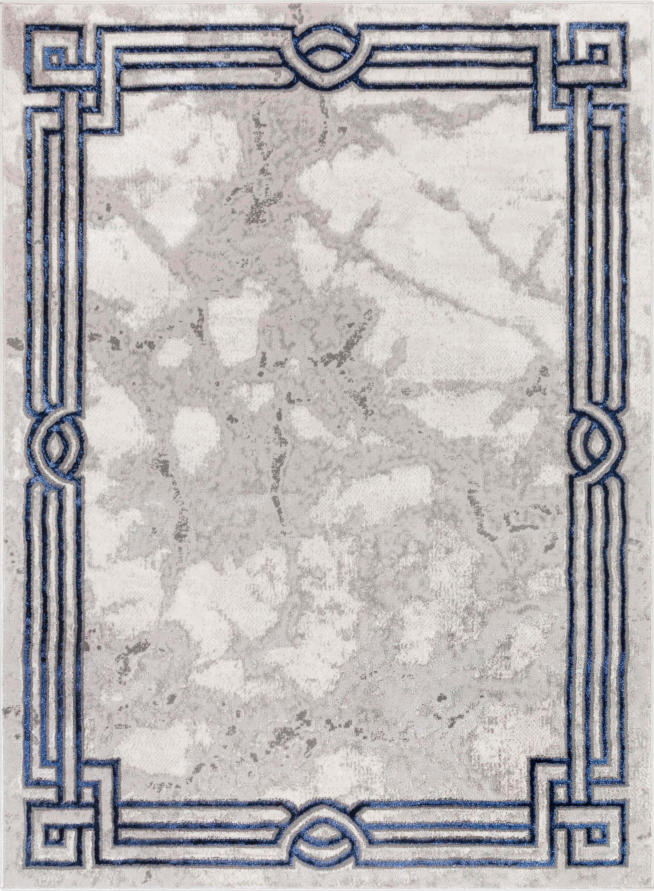 Well Woven Fairmont 3 x 5 (ft) Loomed Polypropylene Blue Rectangular Indoor Abstract Mid-Century Modern Area rug