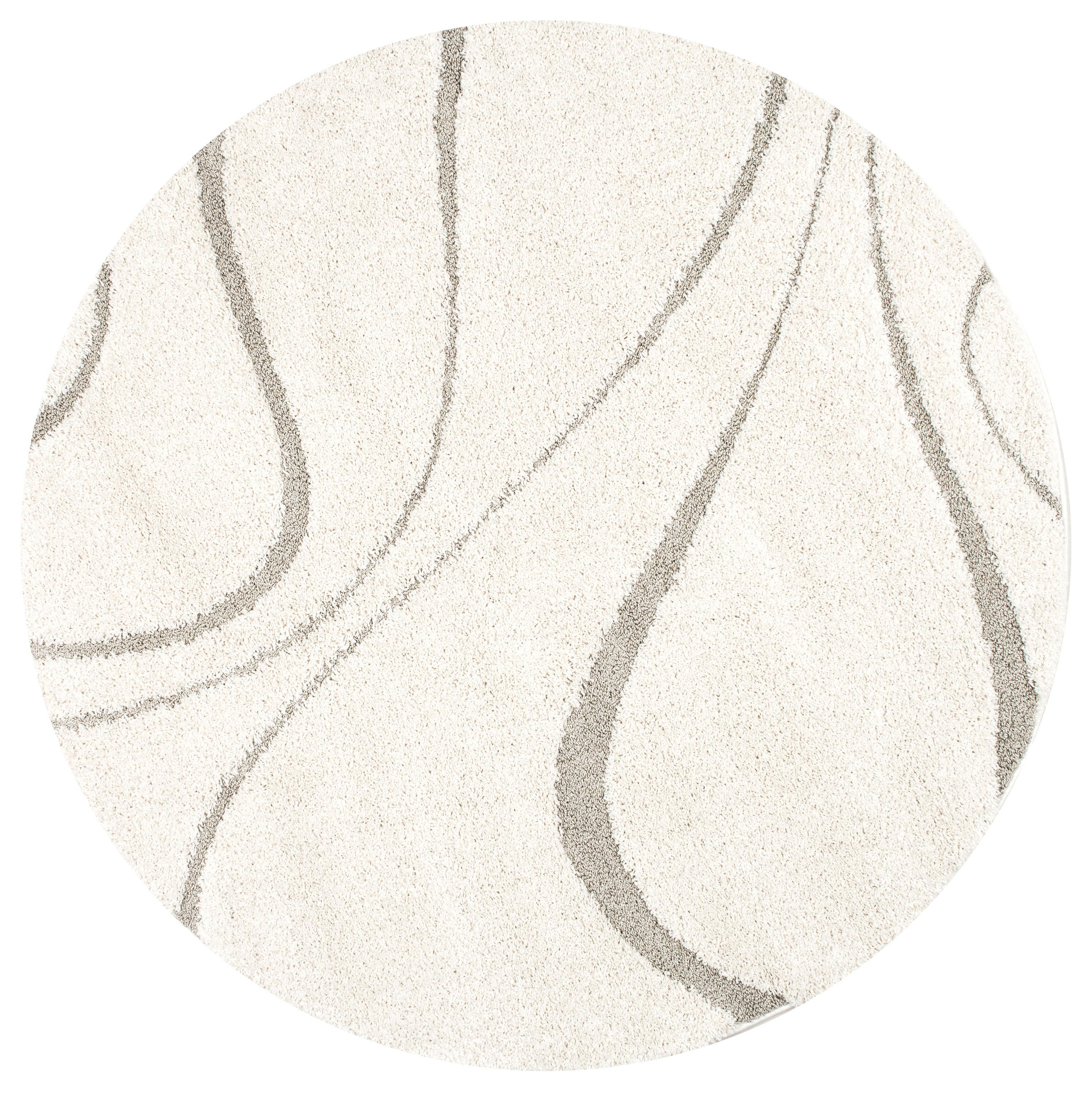 Nuloom Carolyn Abstract 6 Round Shag Indoor Area Rug for Living Room Bedroom Dining Room Nursery, Cream/Beige