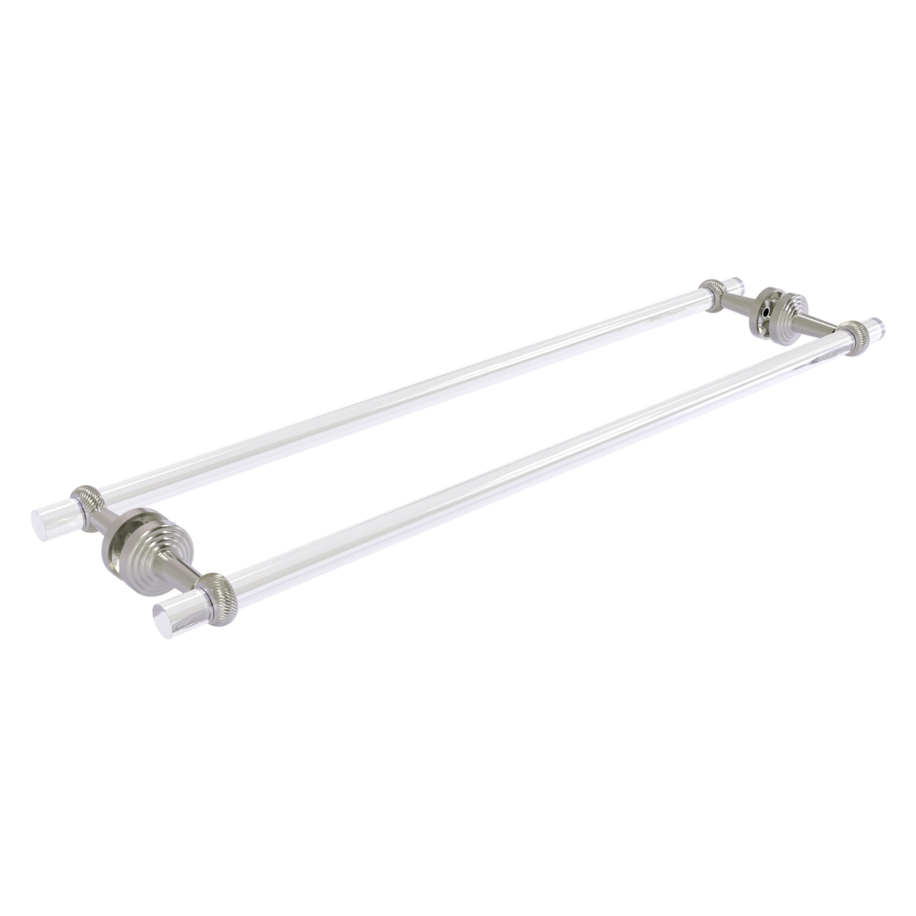 Satin Nickel and Clear Acrylic Double Towel Bar Set