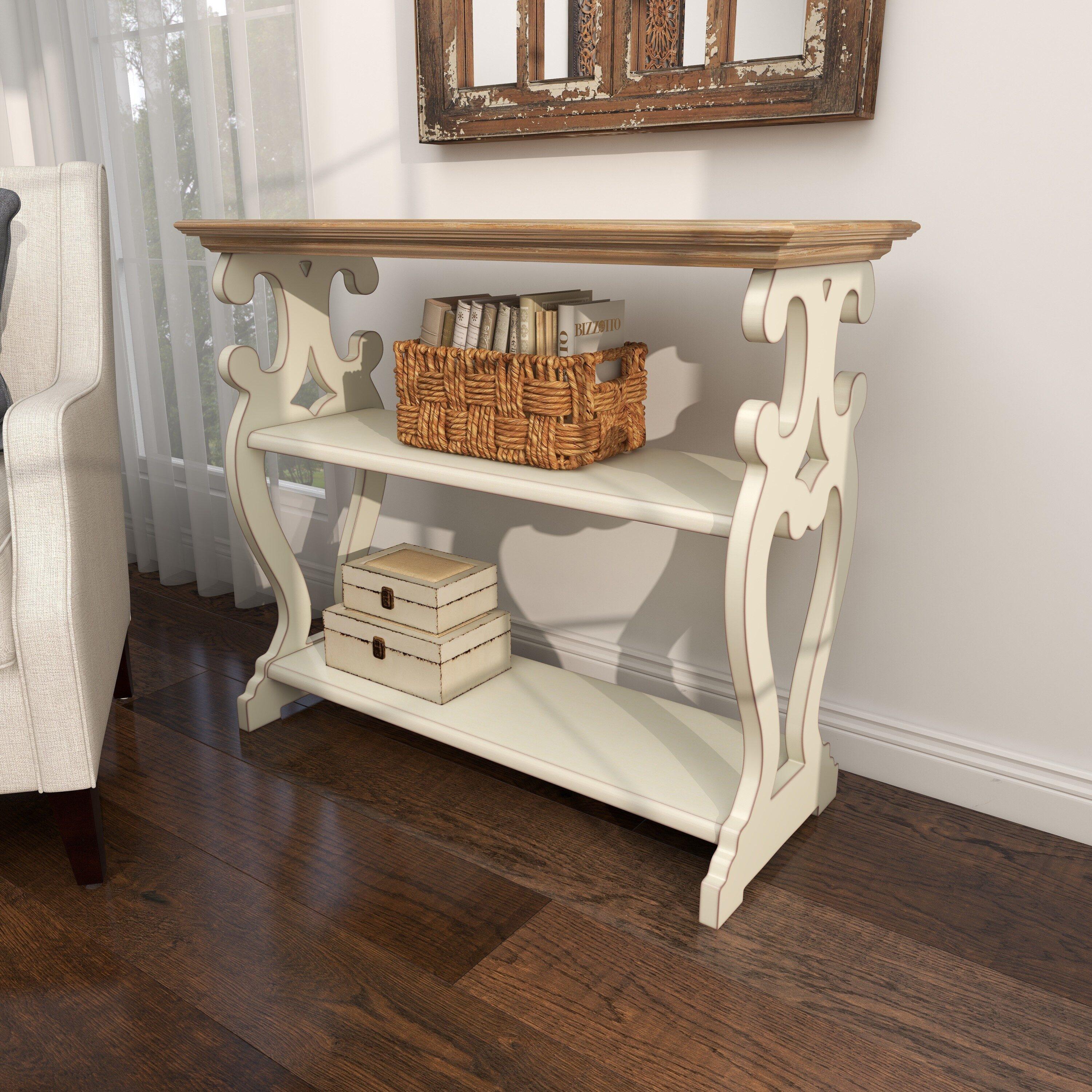 Farmhouse Wood Console Table Off White - Olivia & May: 2-Shelf Design, Tall Profile