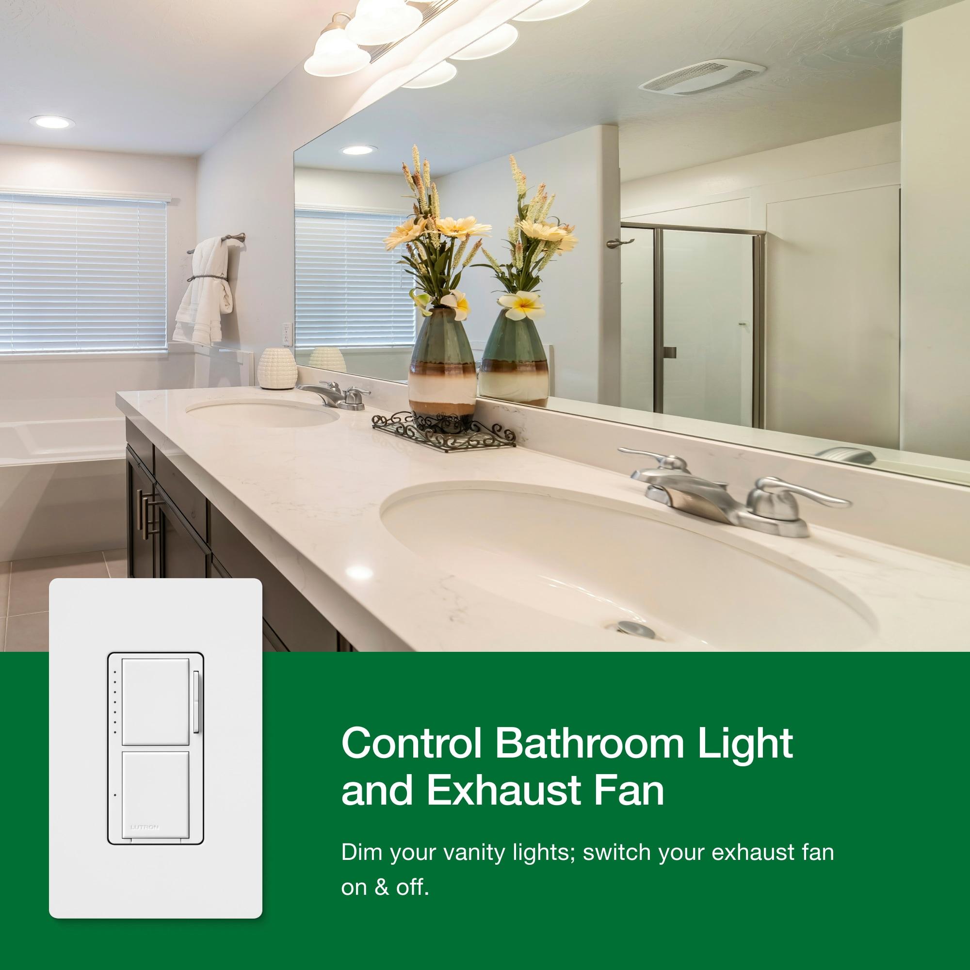 Lutron Maestro LED+ Dual Dimmer and Switch for 75-Watt LED Bulbs/2.5A Fans, Single Pole, White