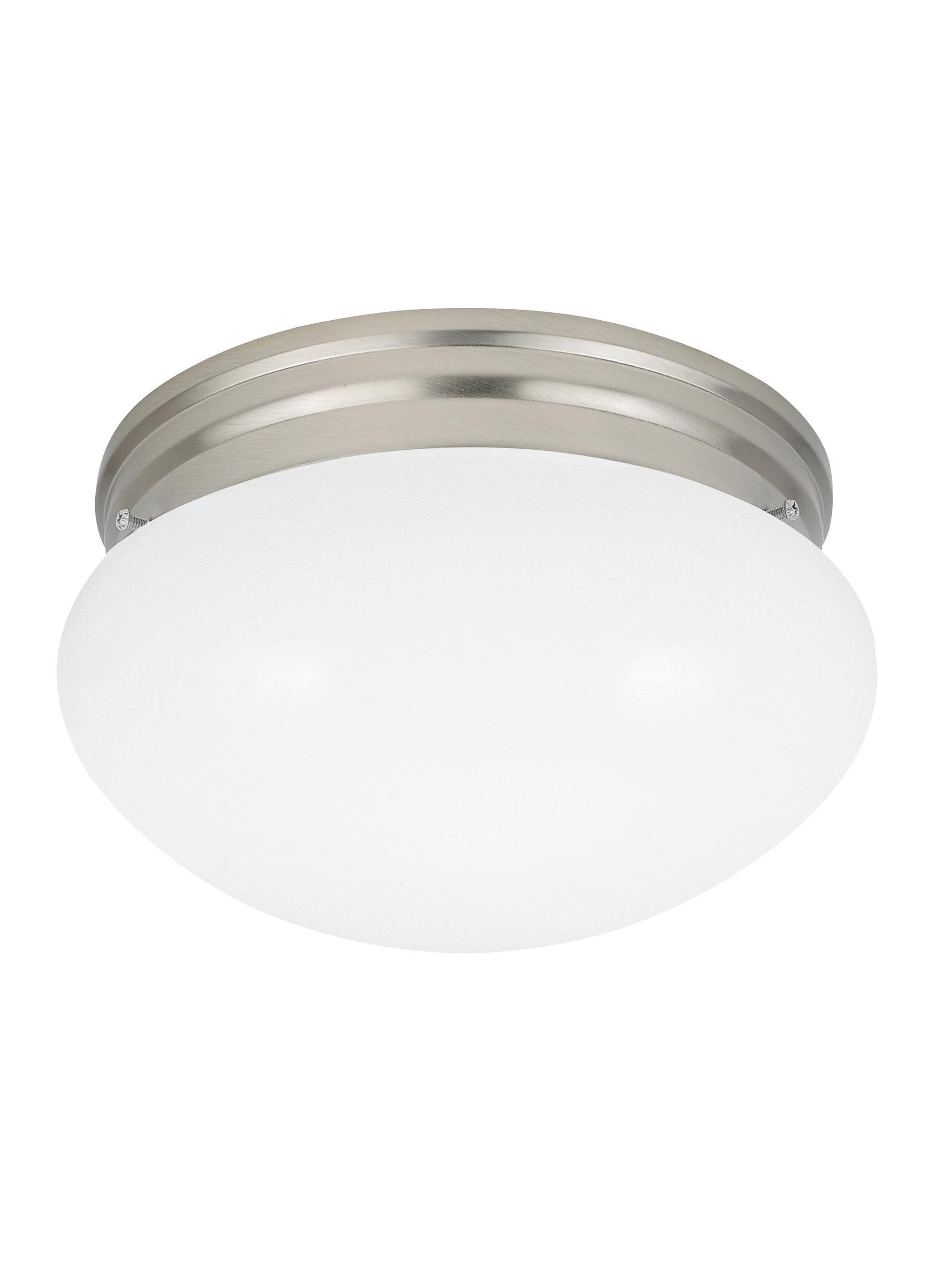 Sea Gull Lighting Generation 5328-962 Traditional Two Light Flush Mount from Seagull-Webster Collection in Pewter, Silver Finish, 9.80 inches, Brushed Nickel