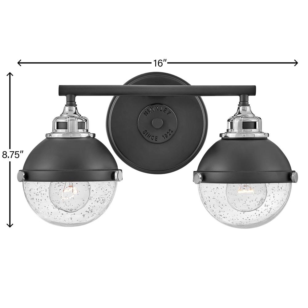 Fletcher Black Chrome 2-Light Outdoor Vanity Sconce with Clear Seedy Glass