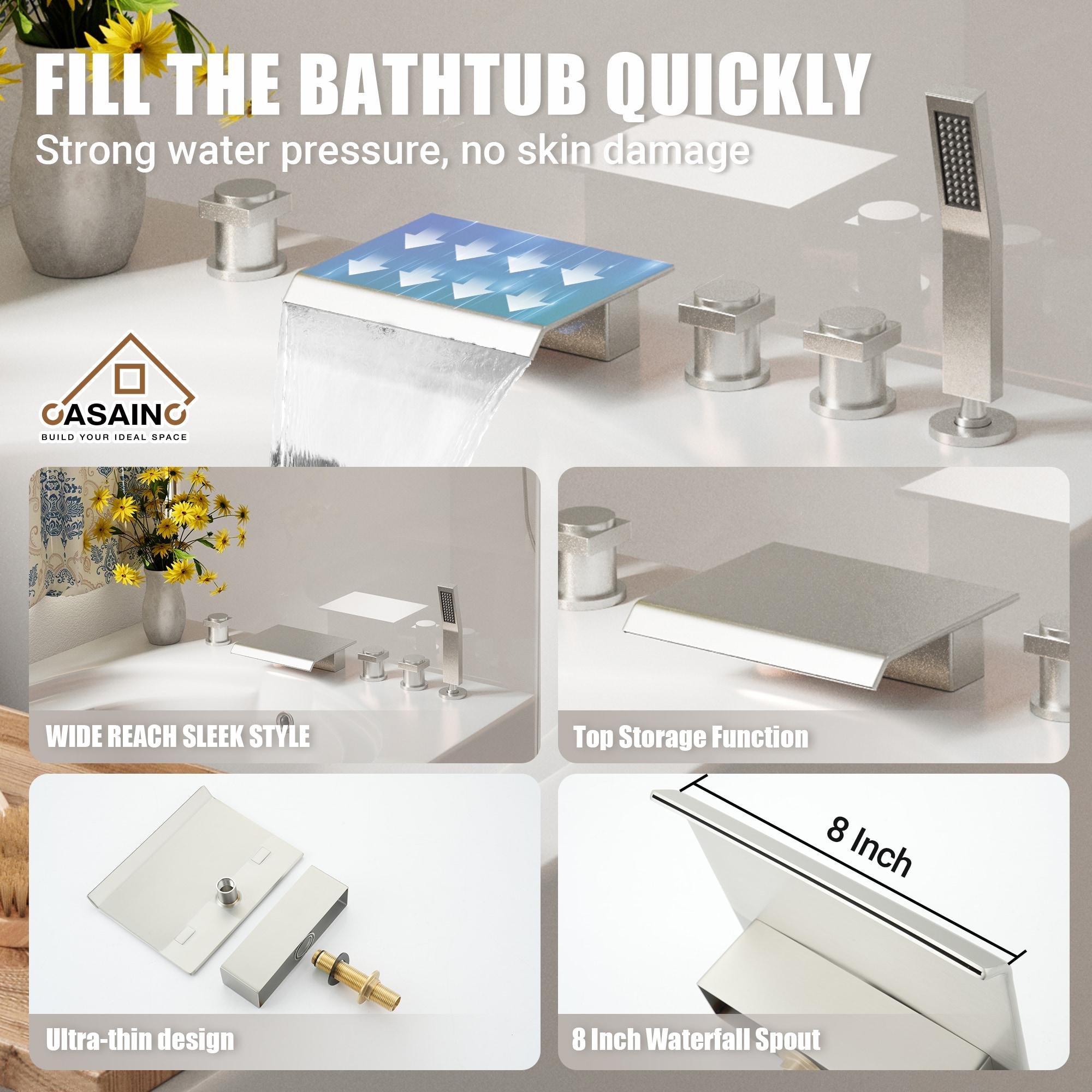 Single Handle Free Standing Bathtub Faucet with Diverter and Handshower