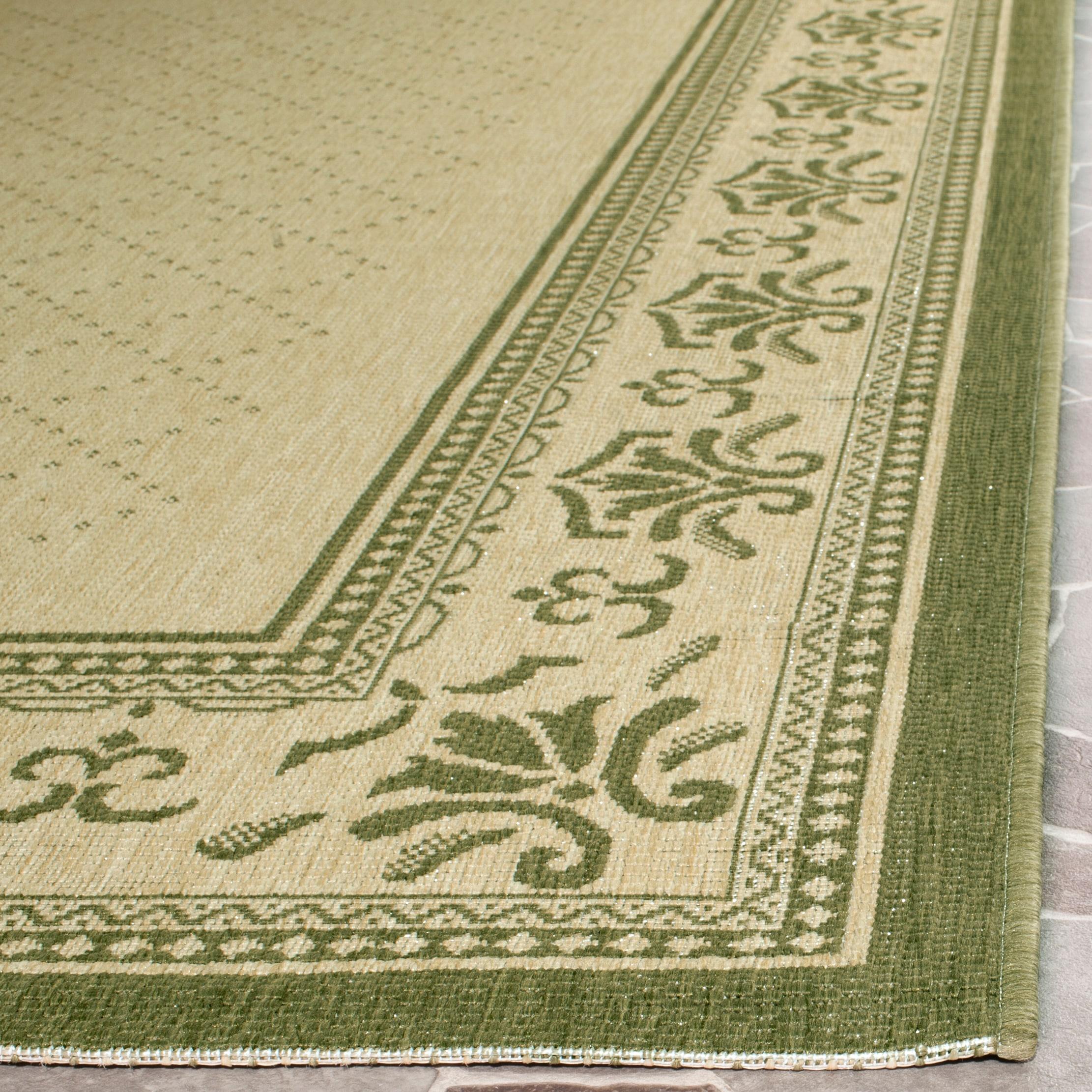 Courtyard CY0901 Power Loomed Indoor and Outdoor Area Rug - Natural/Olive - 4'x5'7" - Safavieh