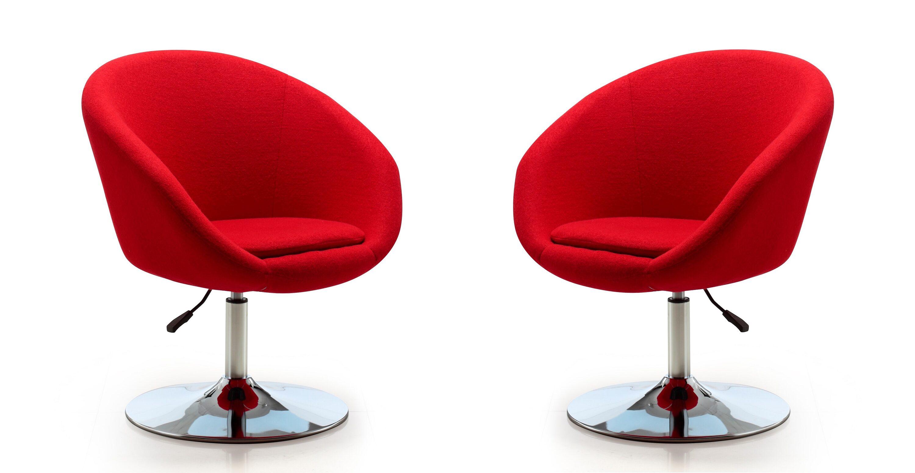 Set of 2 Hopper Wool Blend Adjustable Height Chairs Red - Manhattan Comfort