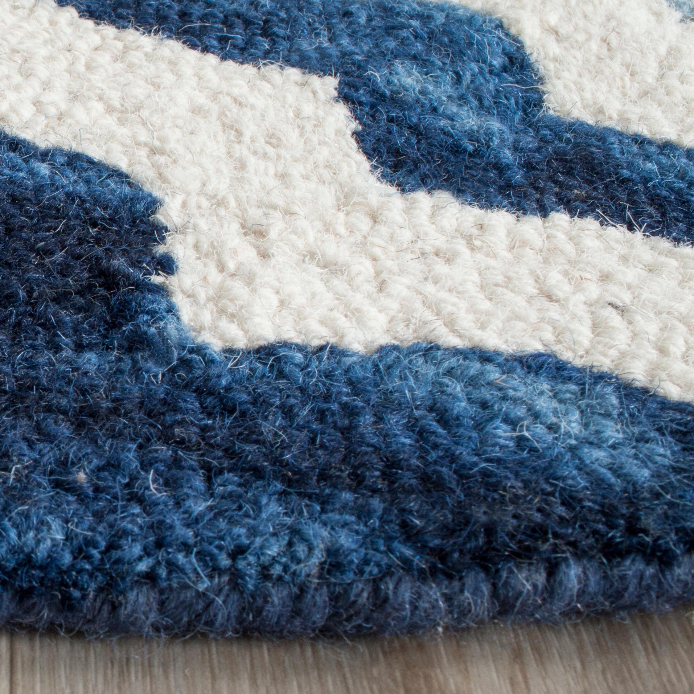 Dip Dye DDY537 Hand Tufted Indoor Area Rug - Navy/Ivory - 7'x7' - Safavieh