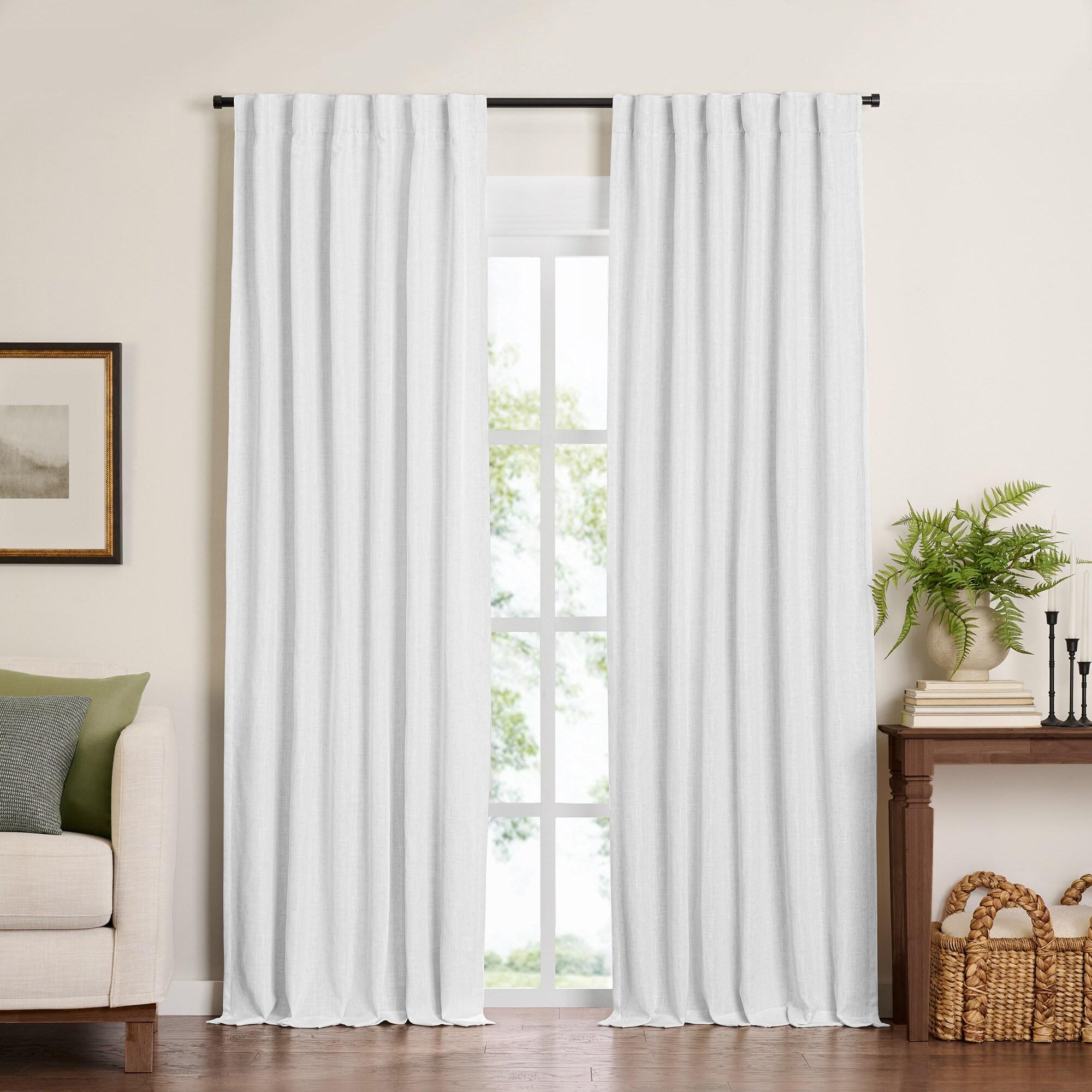 Harrow Solid Texture Room Darkening Single Window Curtain Panel - 52" x 84" - White - Elrene Home Fashions