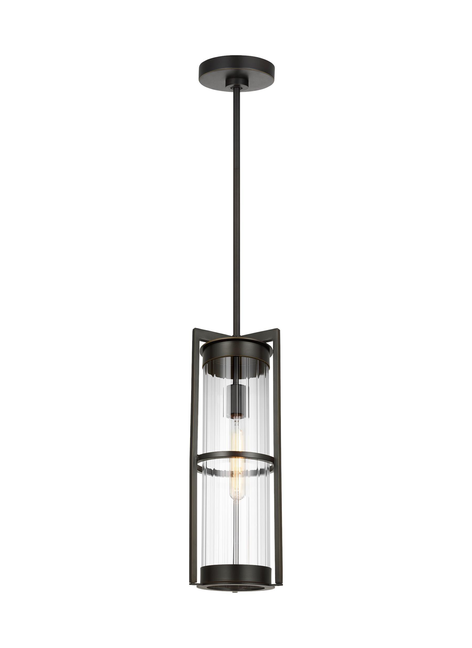 Antique Bronze 61.5" Outdoor Pendant with Clear Fluted Glass Shade